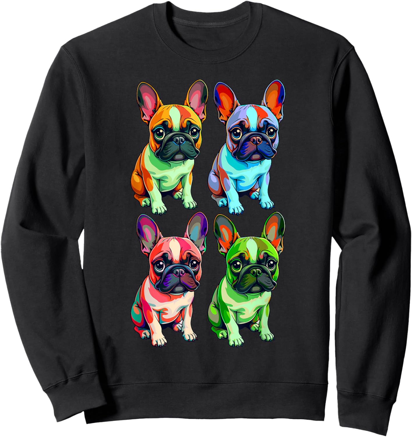 French Bulldog Colorful Pop Art for Frenchie Dog Moms Sweatshirt - Sweatshirt | Black