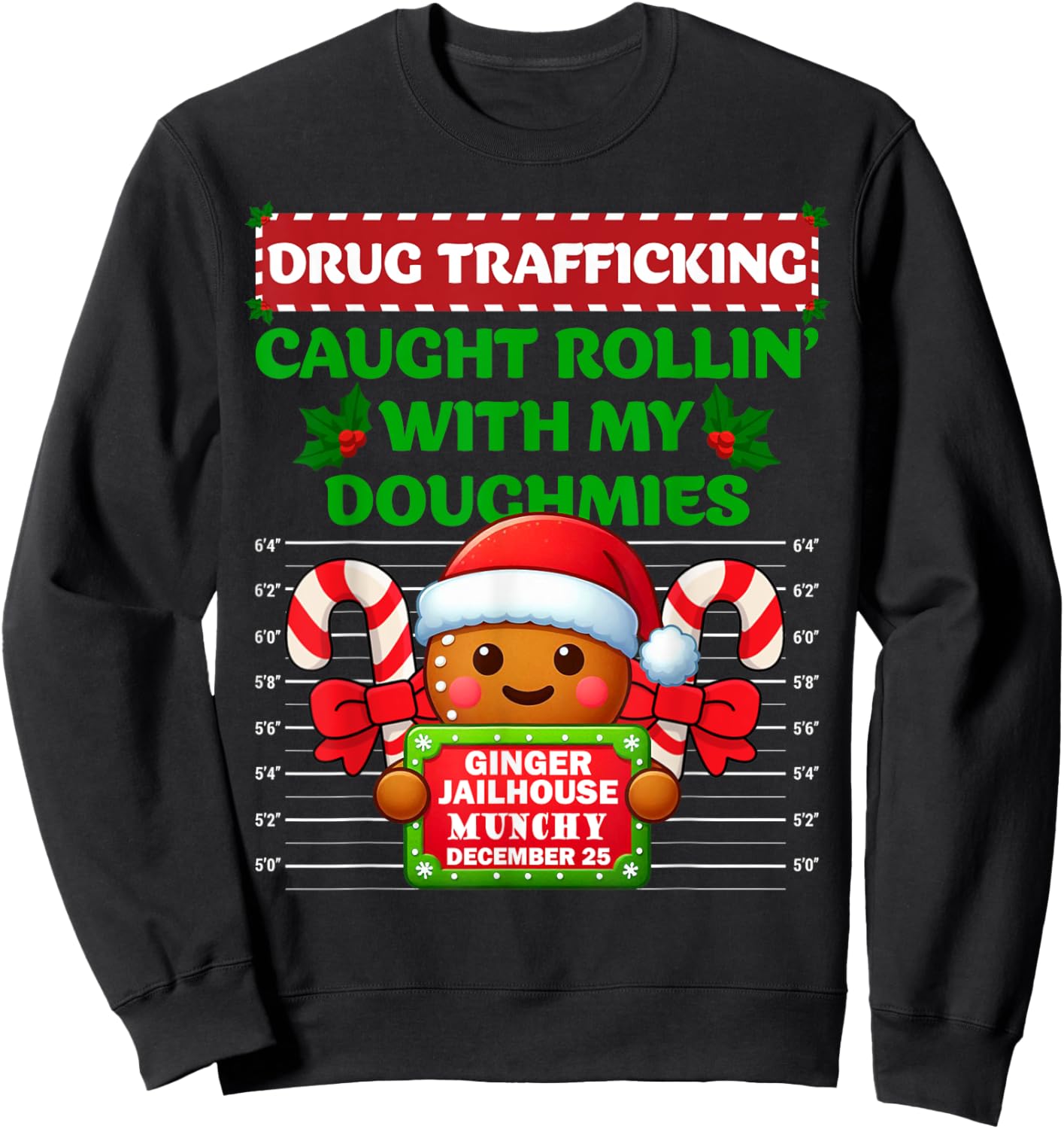 Funny Gingerbread Inmate Christmas Matching Family Group Set Sweatshirt - Sweatshirt | Black
