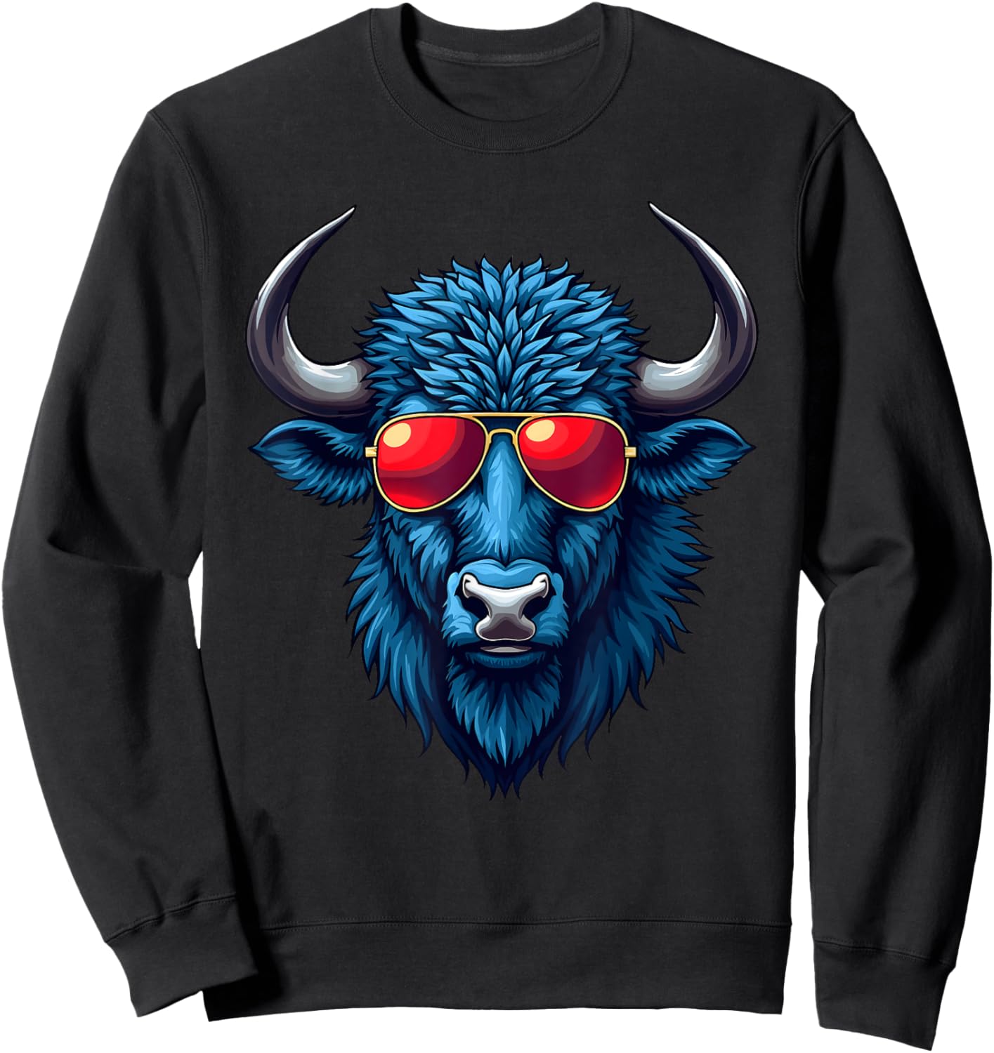Buffalo with Sunglasses Retro Vintage Design Buffalos Sweatshirt - Sweatshirt | Black