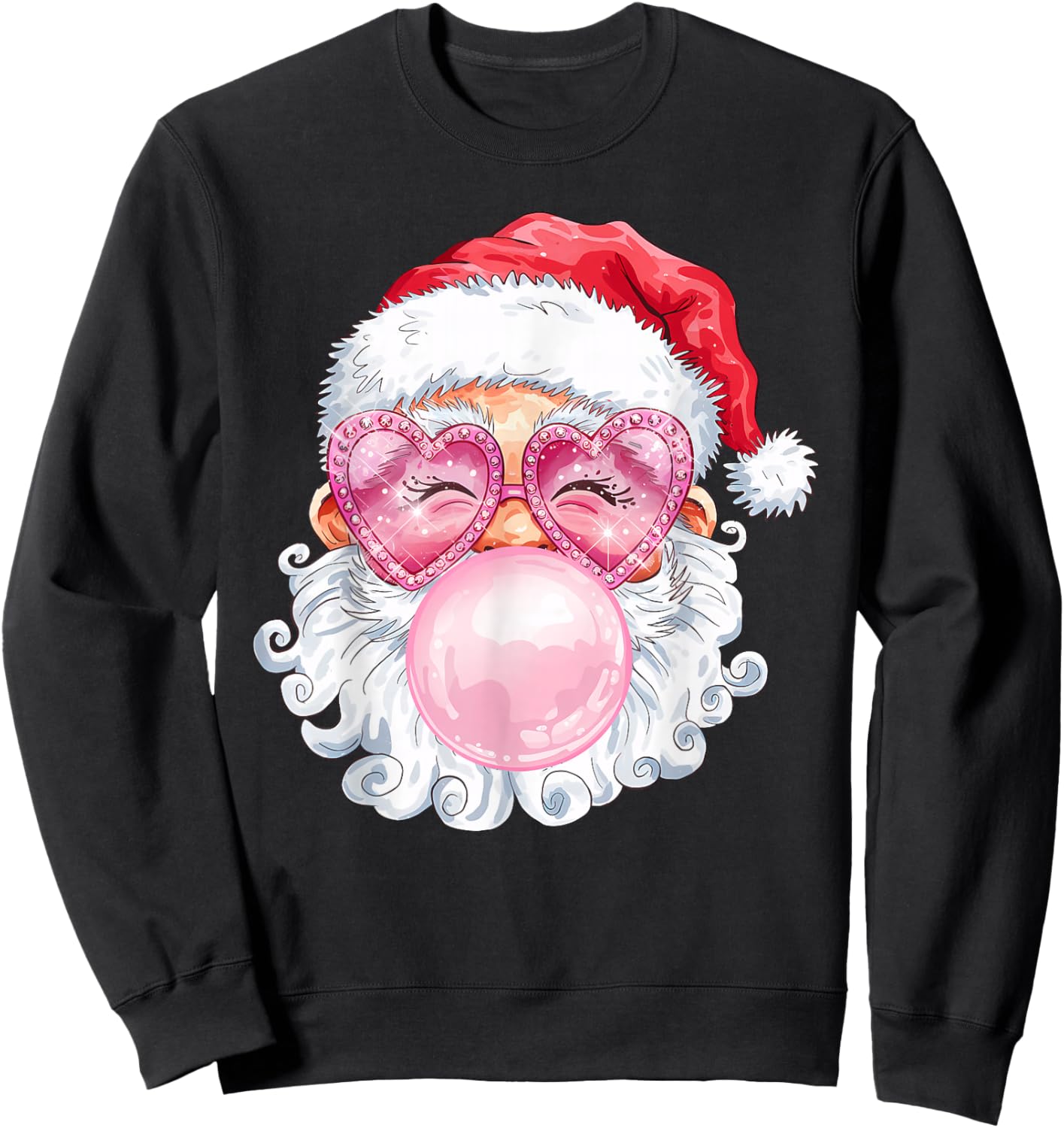 Vintage Groovy Santa Claus Christmas Vibes Kids Girls Sweatshirt - Sweatshirt | Black