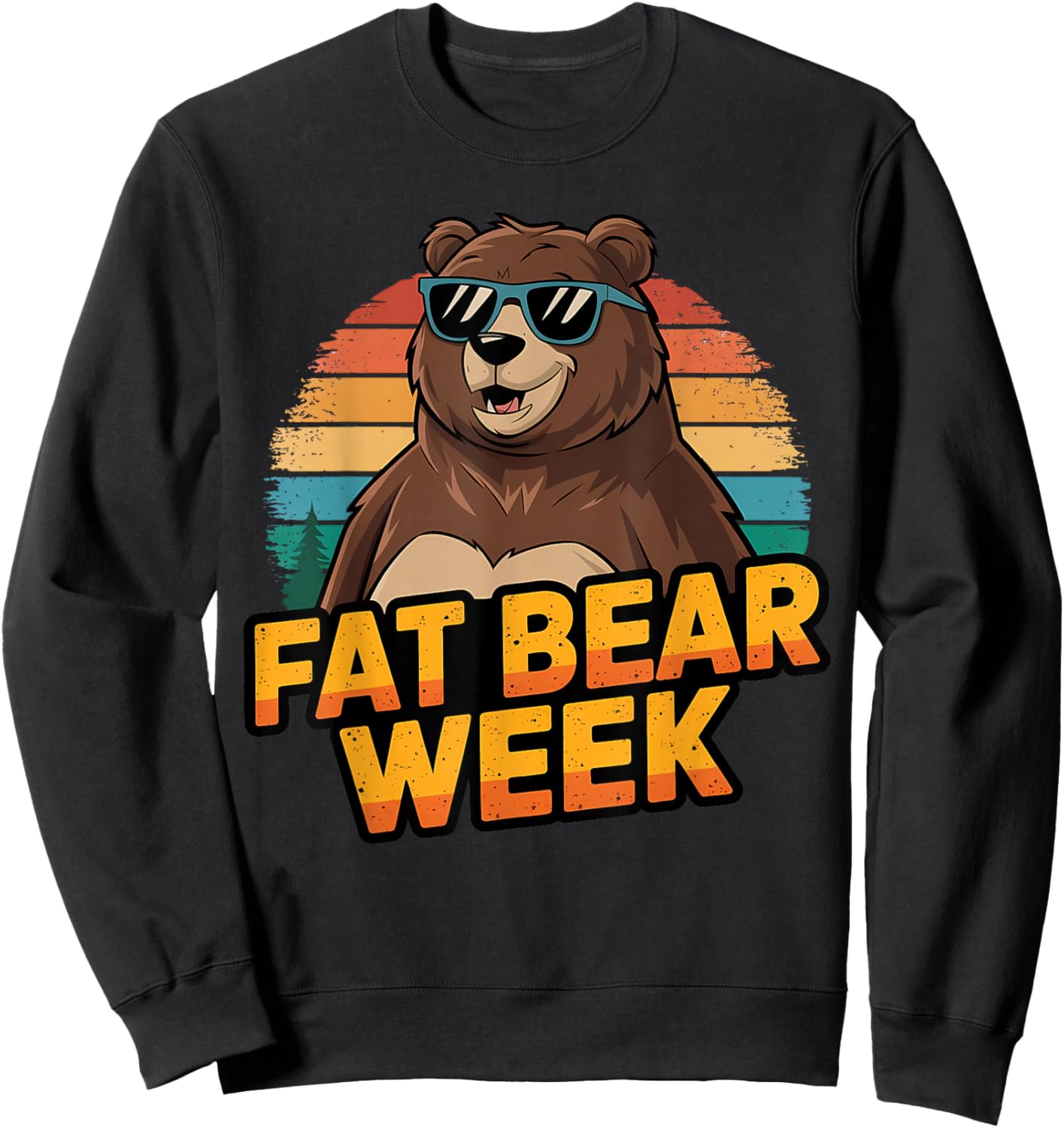 Fat Bear Week Retro Bear Sunglasses Nature Lovers Sweatshirt - Sweatshirt | Black