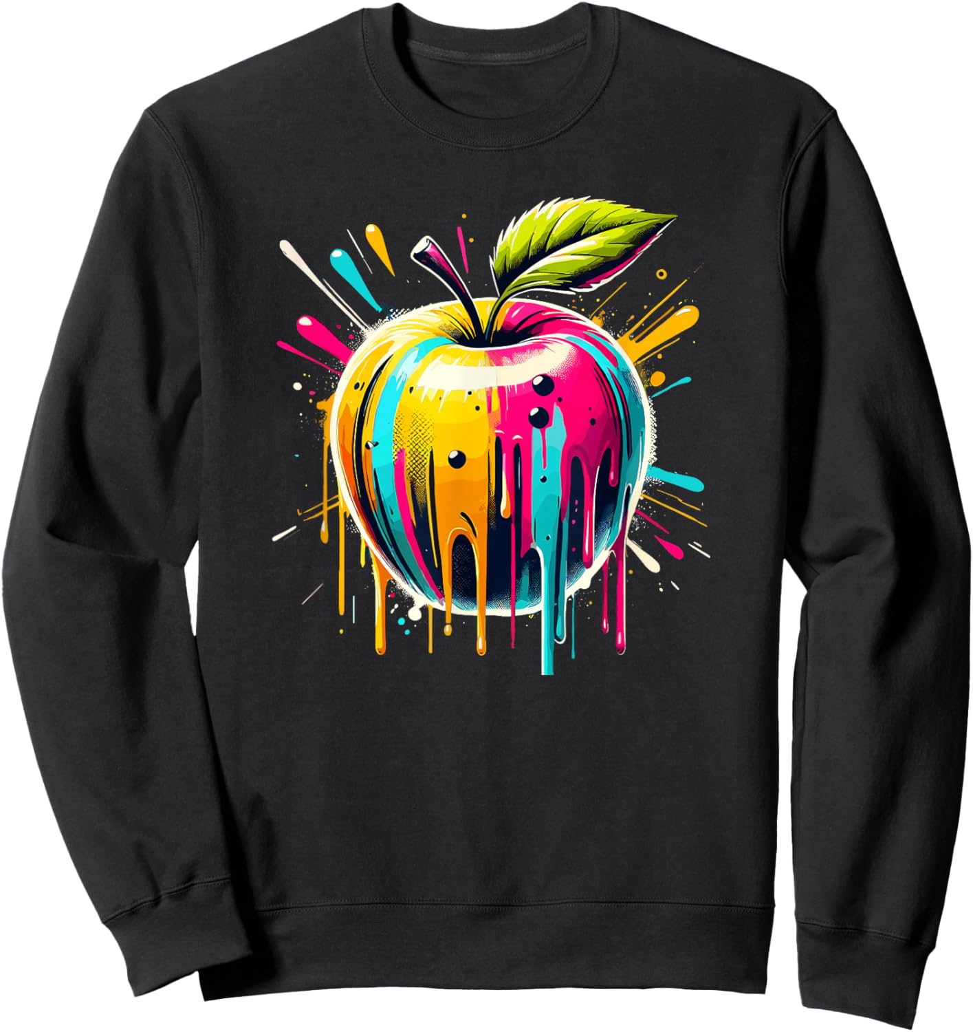 Colorful Pop Art Apple Apples Sweatshirt - Sweatshirt | Black