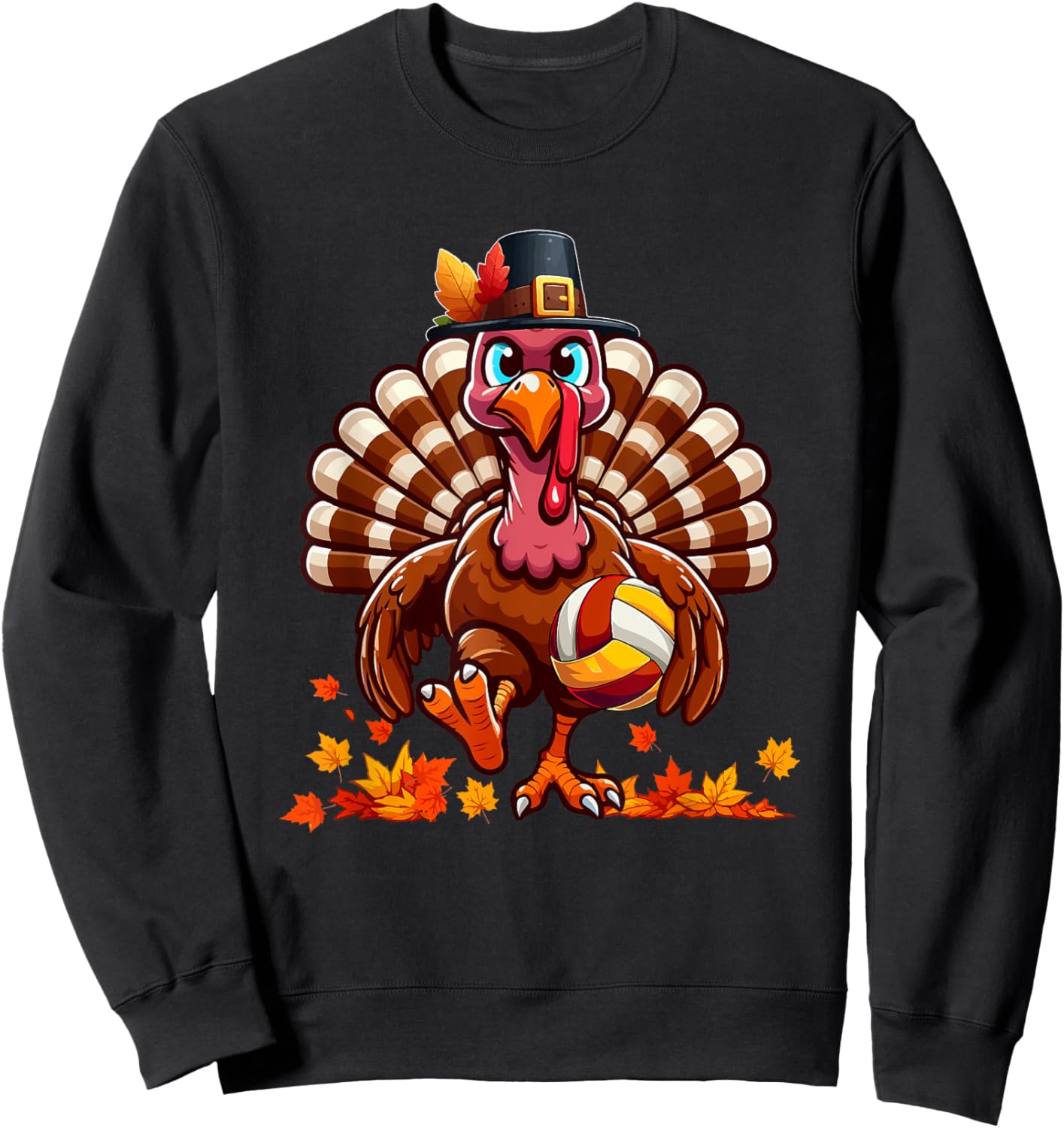 Turkey Thanksgiving Volleyball Equipment Matching Player Sweatshirt - Sweatshirt | Black