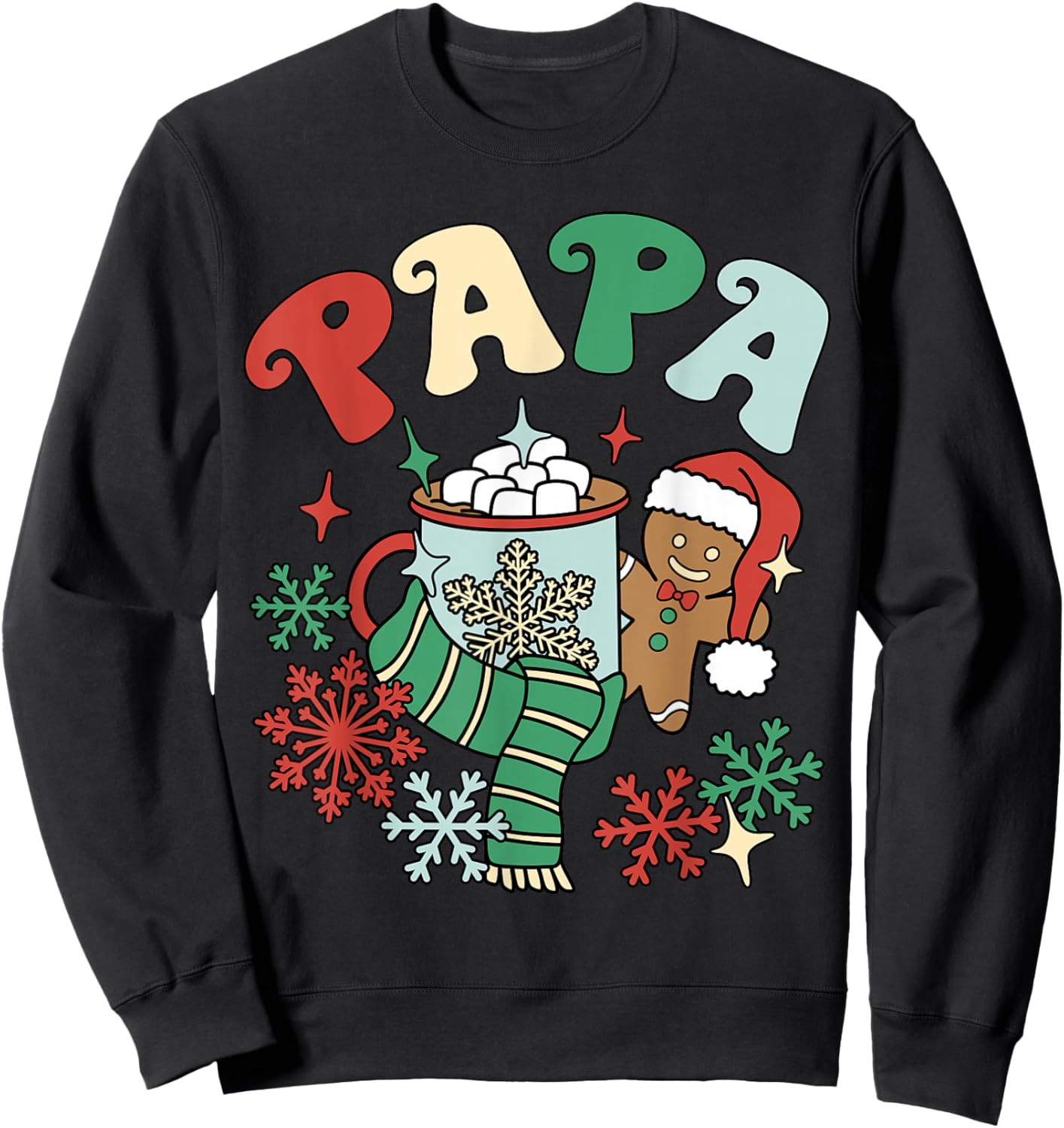 Papa Hot Cocoa Gingerbread Matching Family Christmas Sweatshirt - Sweatshirt | Black