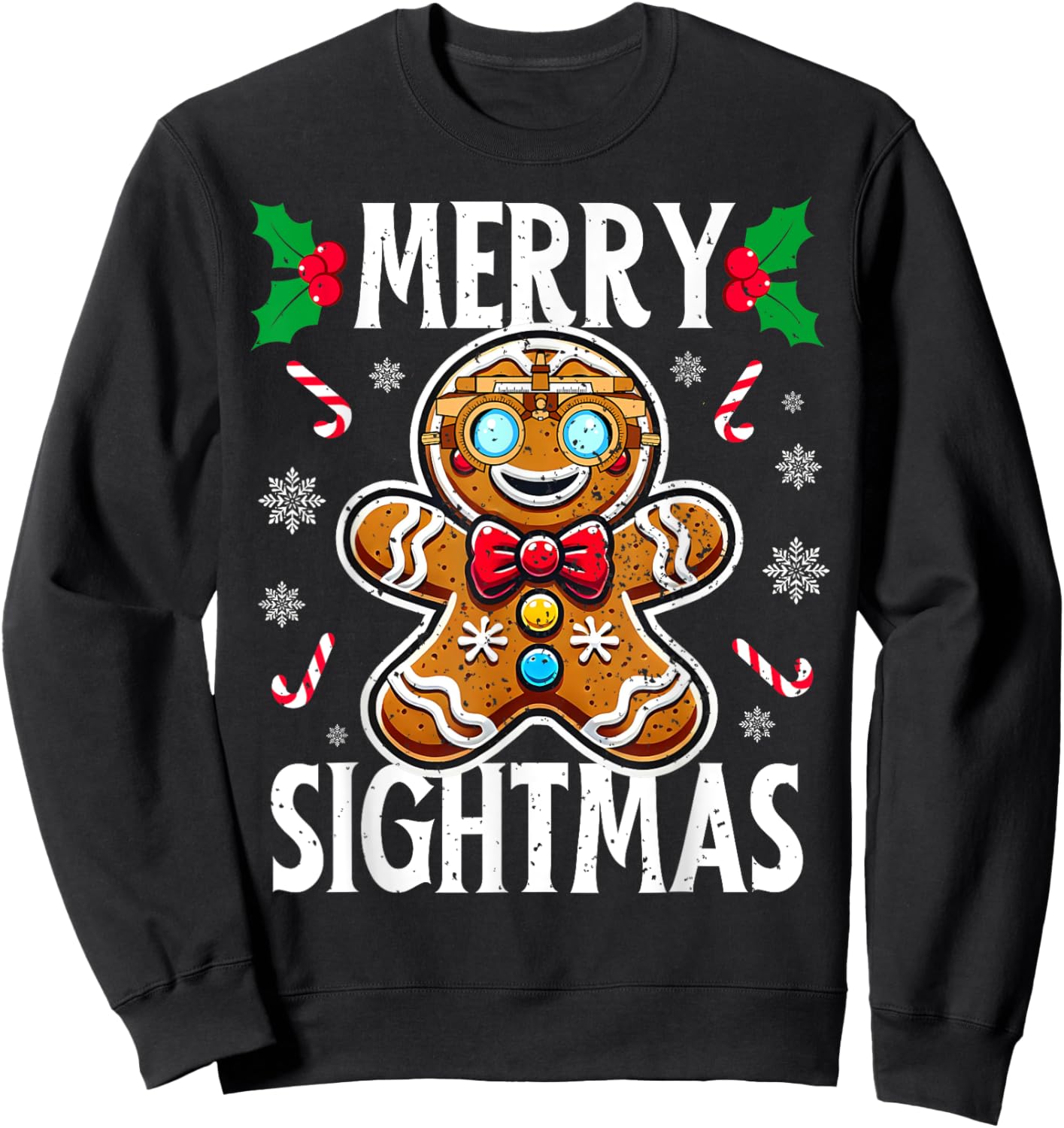 Merry Sightmas Gingerbread Eye Doctor Optometry Christmas Sweatshirt - Sweatshirt | Black