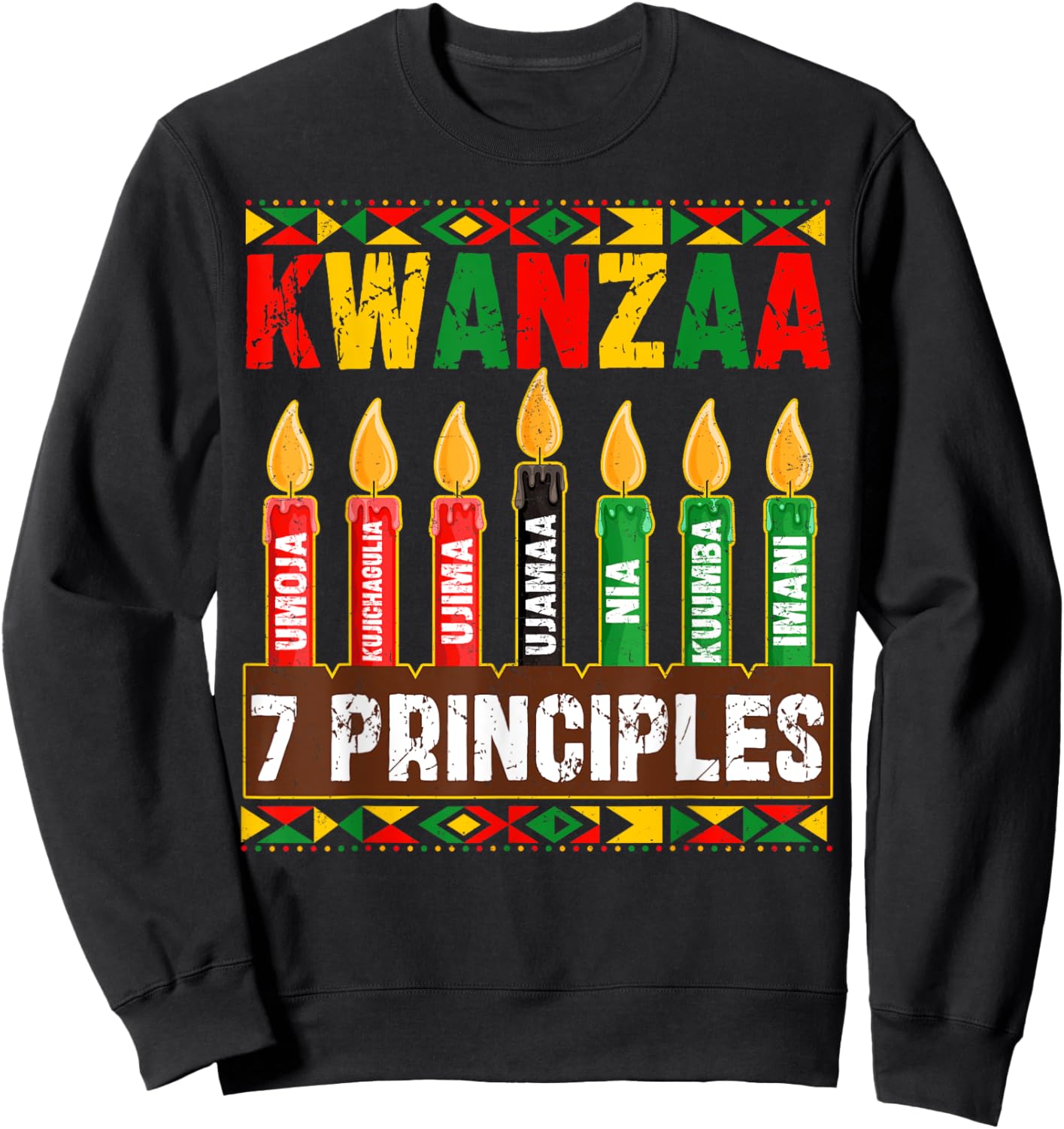 Happy Kwanzaa Kinara Seven Principles Candles Pan African Sweatshirt - Sweatshirt | Black