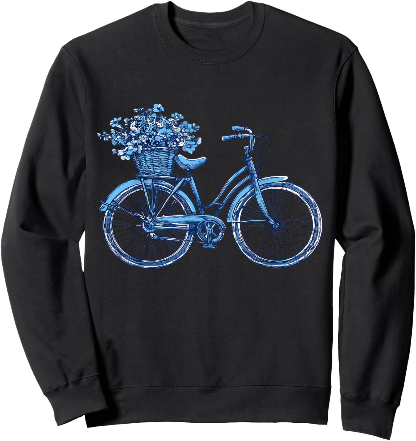 Bicycle with Basket of Flowers, Cyclist Sweatshirt - Sweatshirt | Black