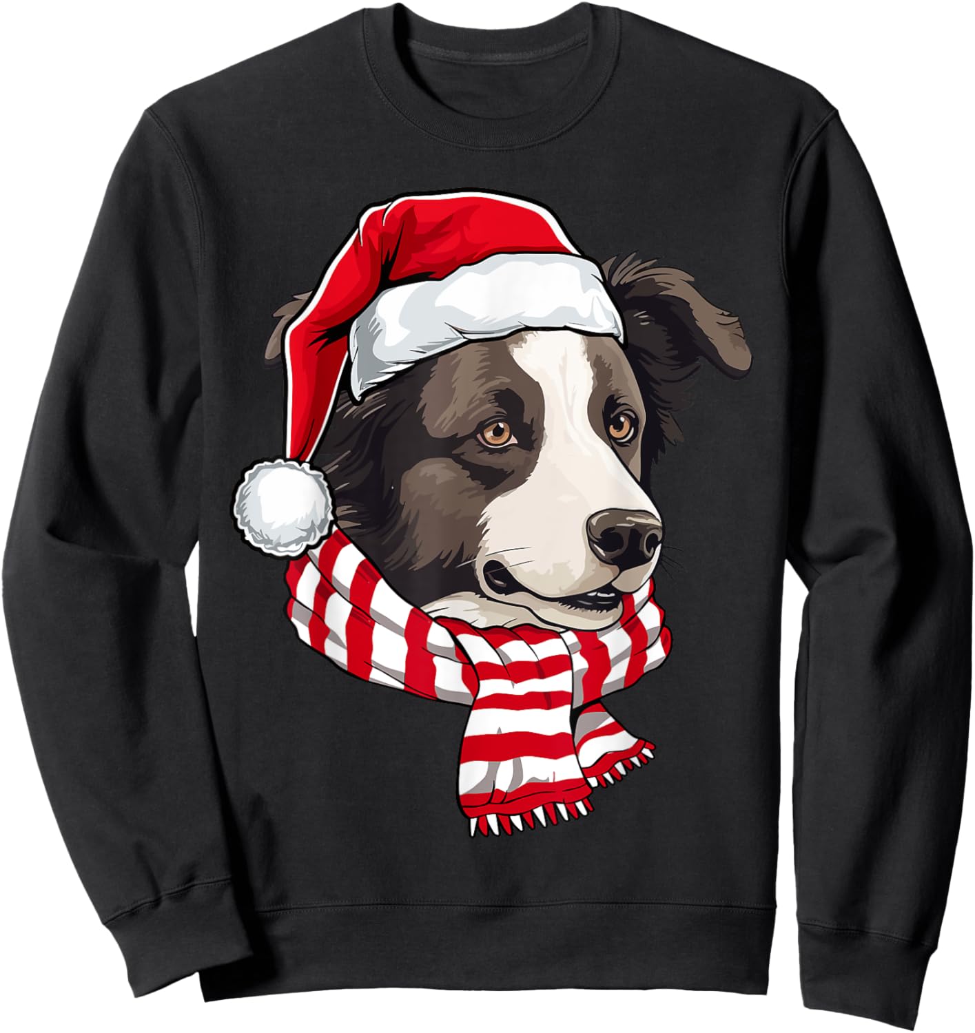 Santa Border Collie Christmas Dog Lover Men Women Kids Sweatshirt - Sweatshirt | Black