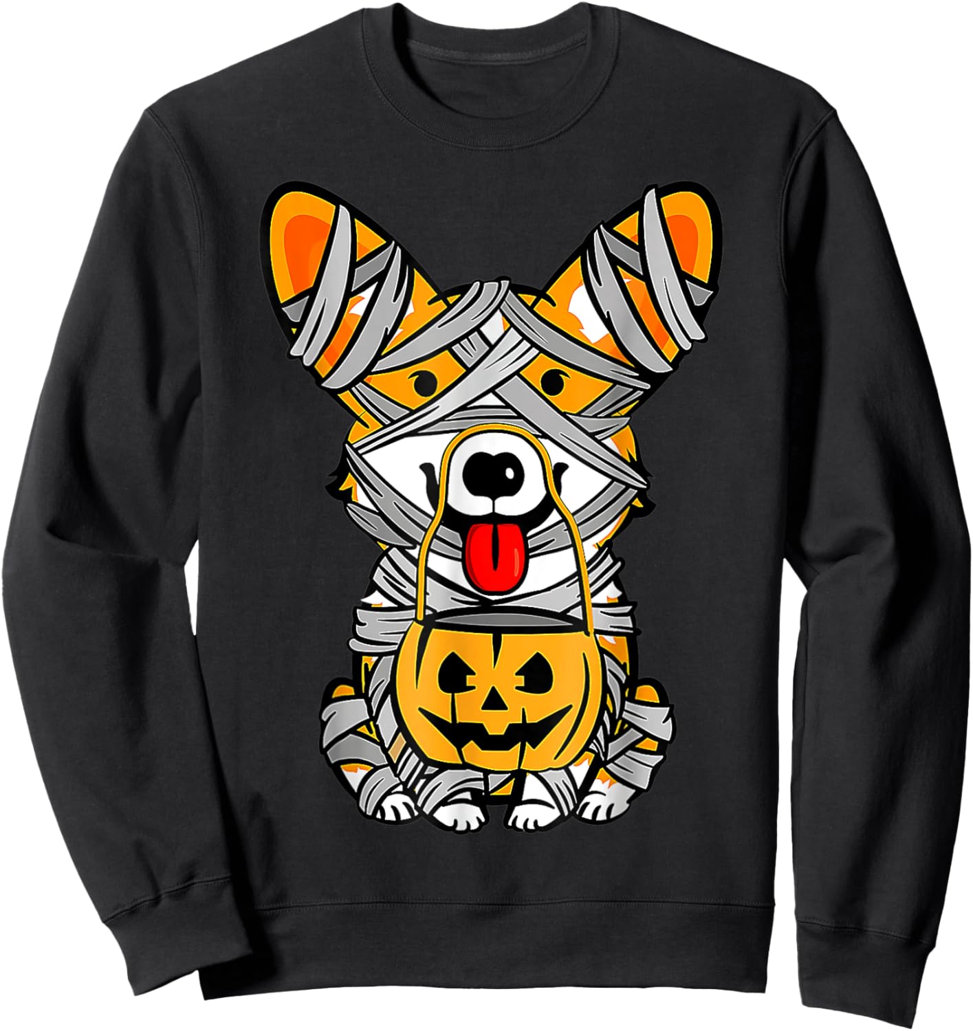 Halloween Cute Welsh Corgi Mummy Dog Lover, Corgi Lovers Sweatshirt - Sweatshirt | Black
