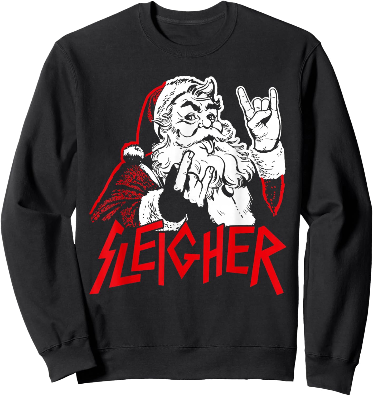 Christmas Sleigher Santa Rock Xmas Rocker Men Women Kids Boy Sweatshirt - Sweatshirt | Black