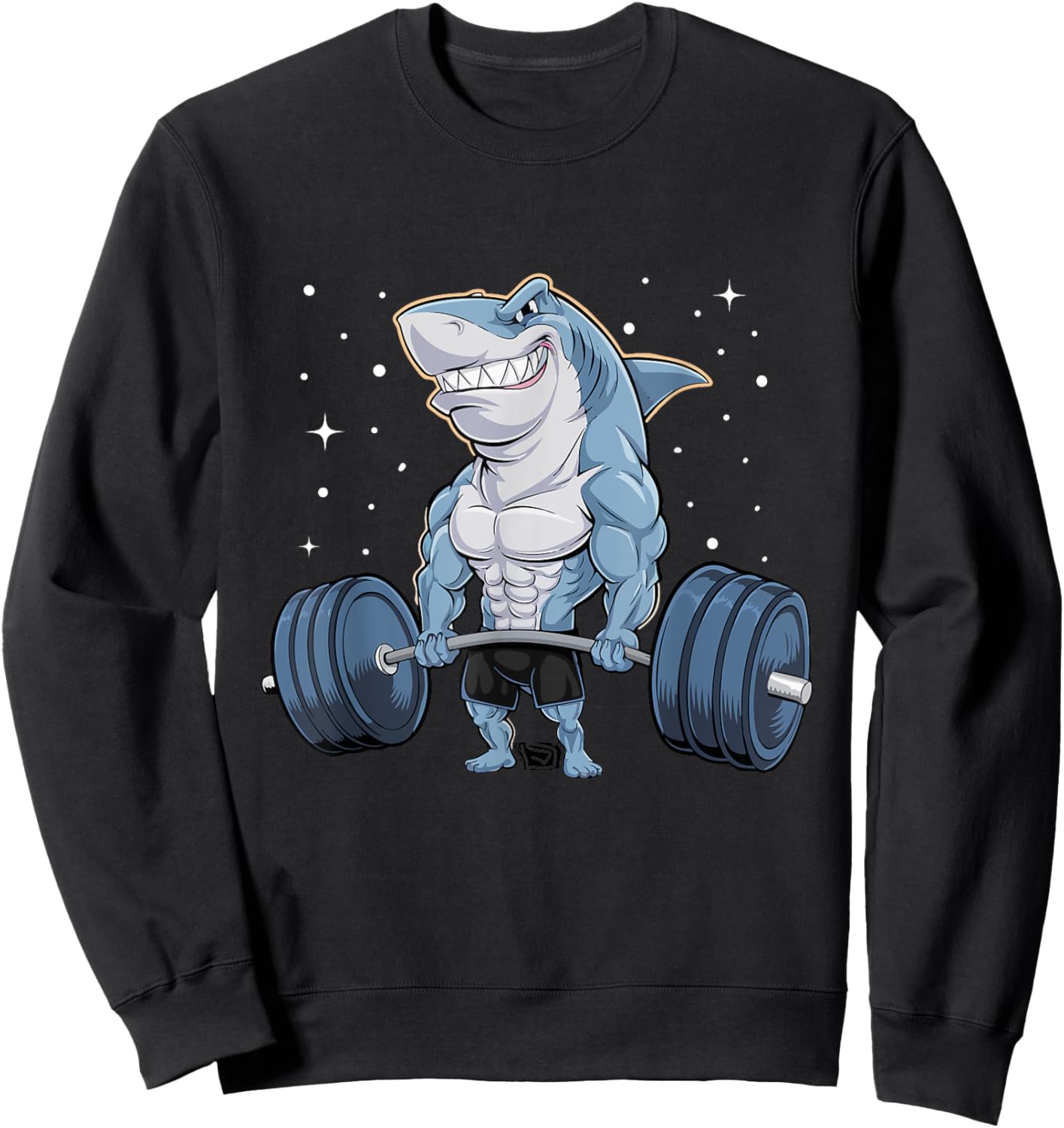 Workout Shark Weight Lifting Graphic Men Women Funny Gym Sweatshirt - Sweatshirt | Black