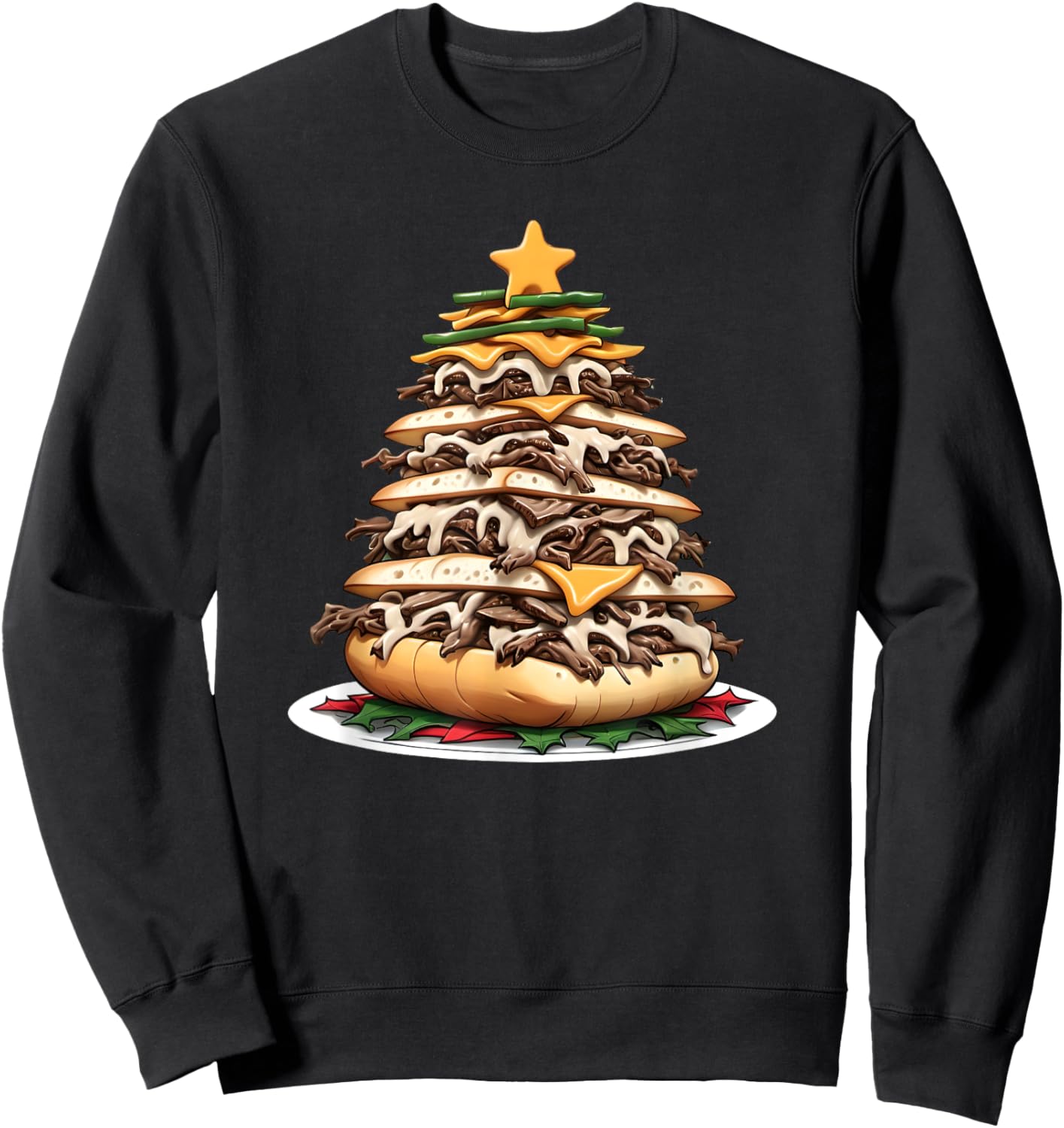 Philly Cheesesteak Christmas Tree Sweatshirt - Sweatshirt | Black