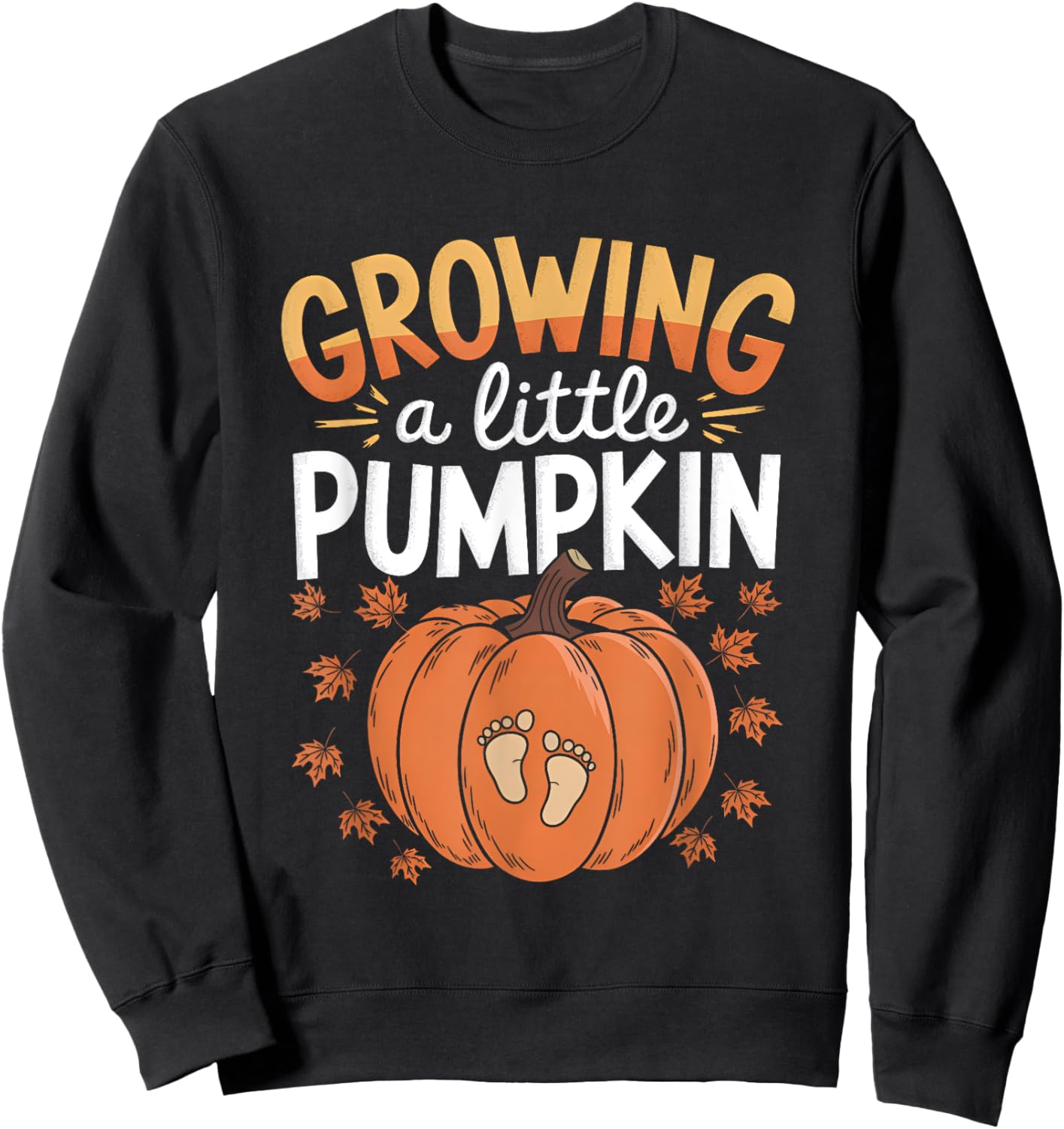 Retro Growing A-Little Pumpkin Shirt Thanksgiving Pregnancy Sweatshirt - Sweatshirt | Black