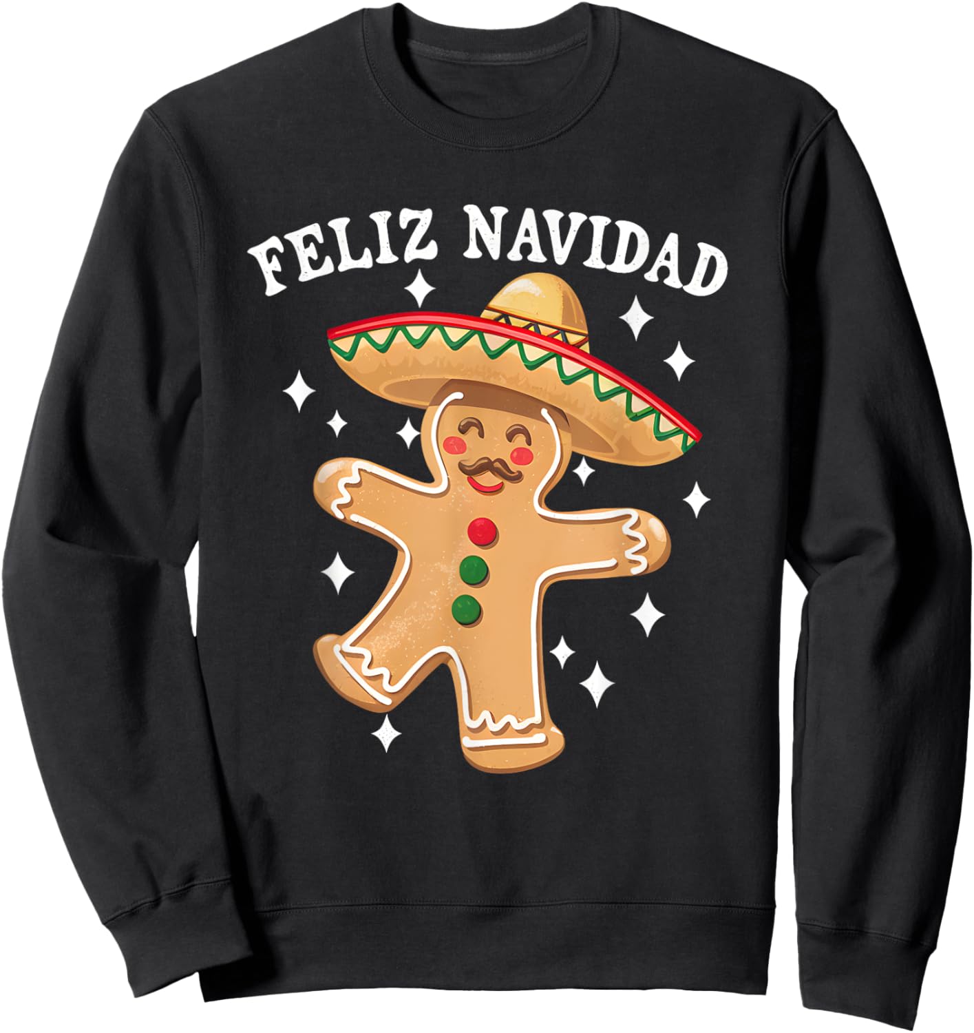 Feliz Navidad Merry Christmas Xmas Lights Pajamas Cookie Sweatshirt - Sweatshirt | Black