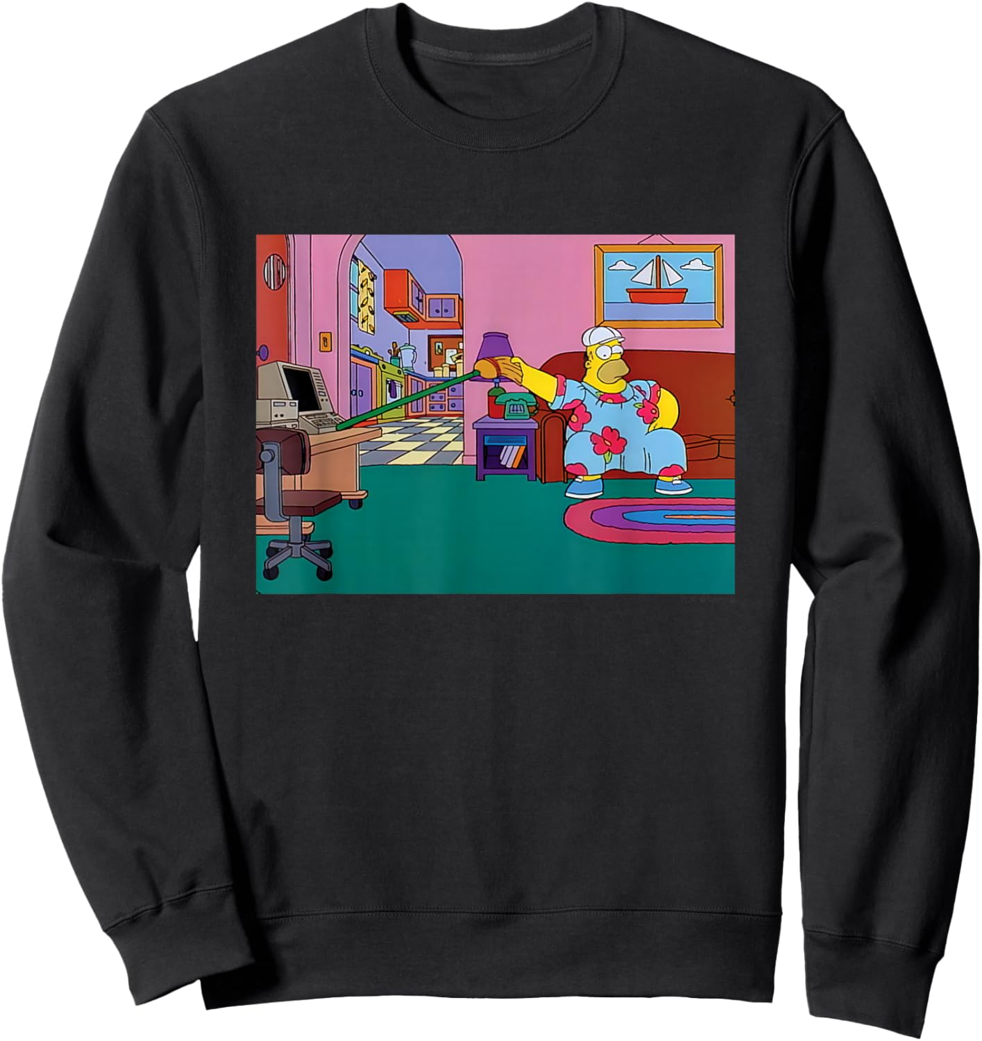 The Simpsons Iconic King Size Homer Living Room Chest Logo Sweatshirt - Sweatshirt | Black