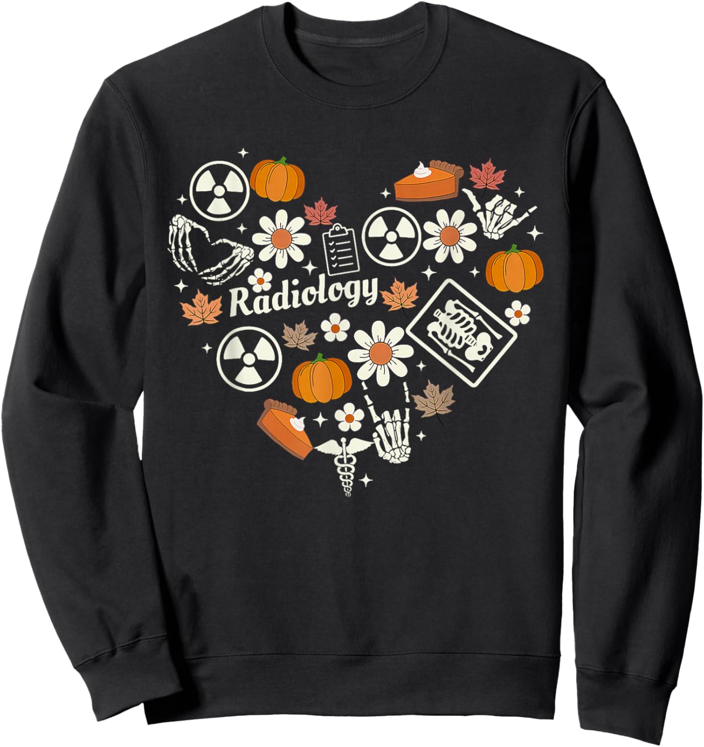 Radiology Fall Heart Xray Tech Autumn Pumpkin Thanksgiving Sweatshirt - Sweatshirt | Black