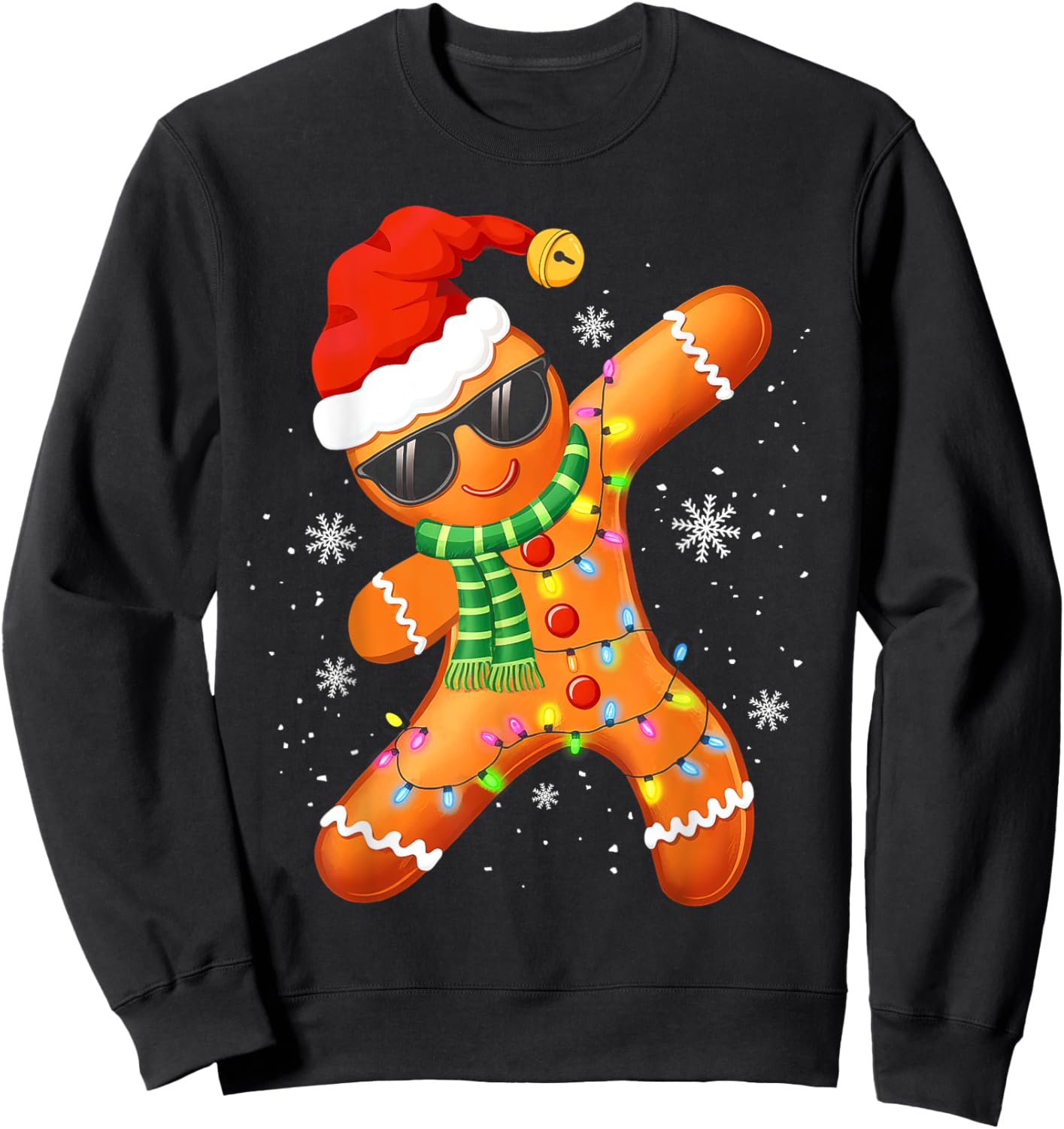 Christmas Shirts Kids Boys Toddler Gingerbread Xmas Lights Sweatshirt - Sweatshirt | Black