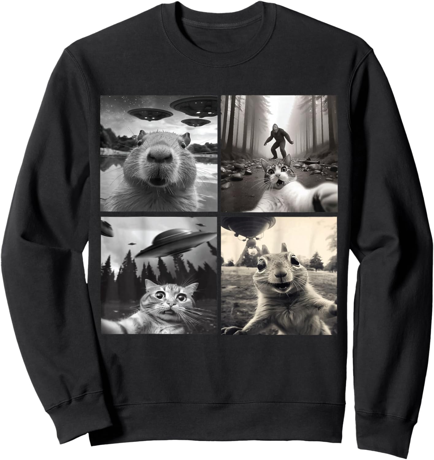 Funny Graphic Selfies For Boys Girls Sweatshirt - Sweatshirt | Black