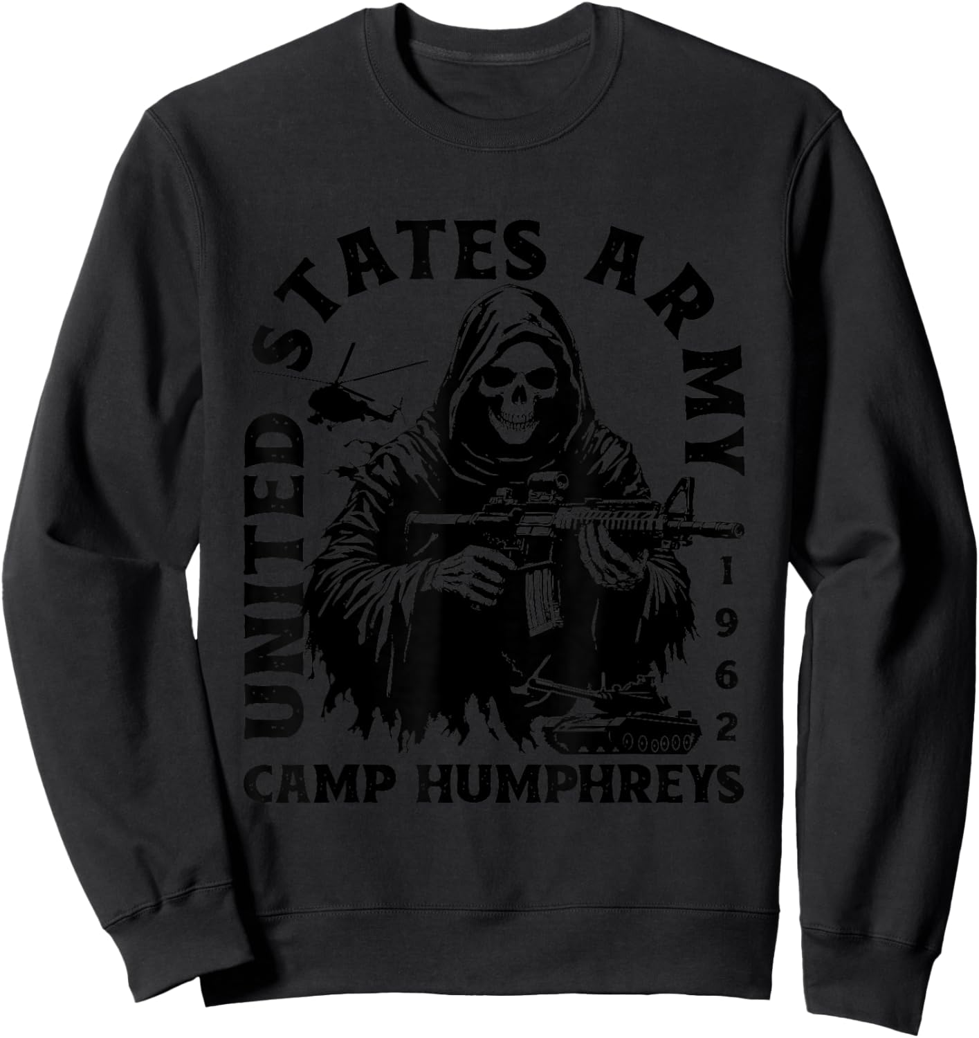 Camp Humphreys South Korea Military Base Veteran Vintage Sweatshirt - Sweatshirt | Black