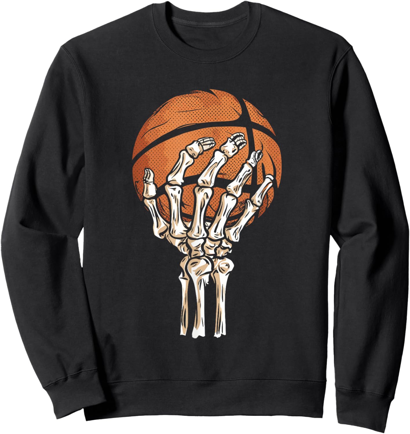 Basketball Skeleton Hand Halloween Men Boys Kids Basketball Sweatshirt - Sweatshirt | Black