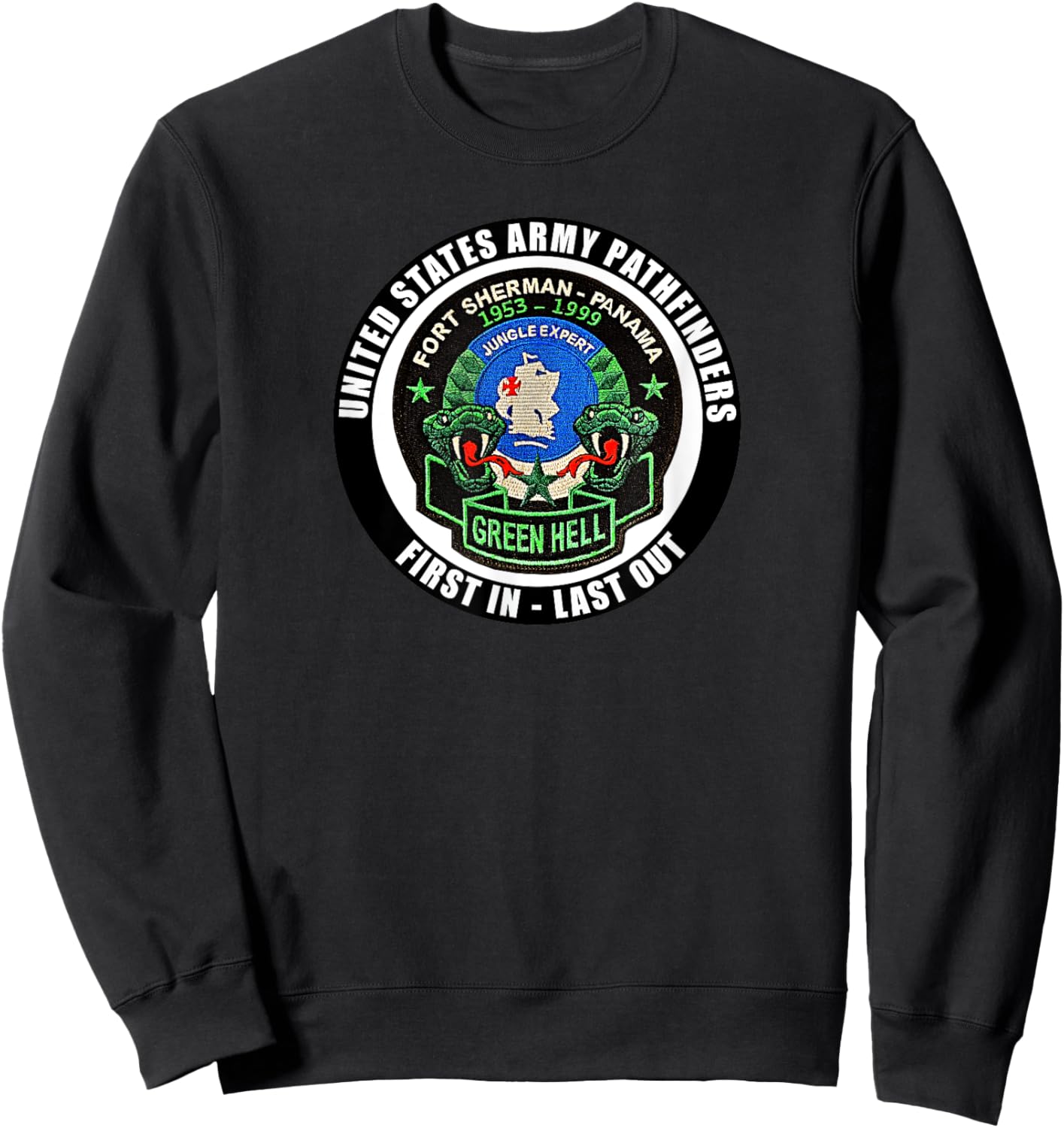 Fort Sherman Panama Jungle Warfare School Pathfinder Veteran Sweatshirt - Sweatshirt | Black