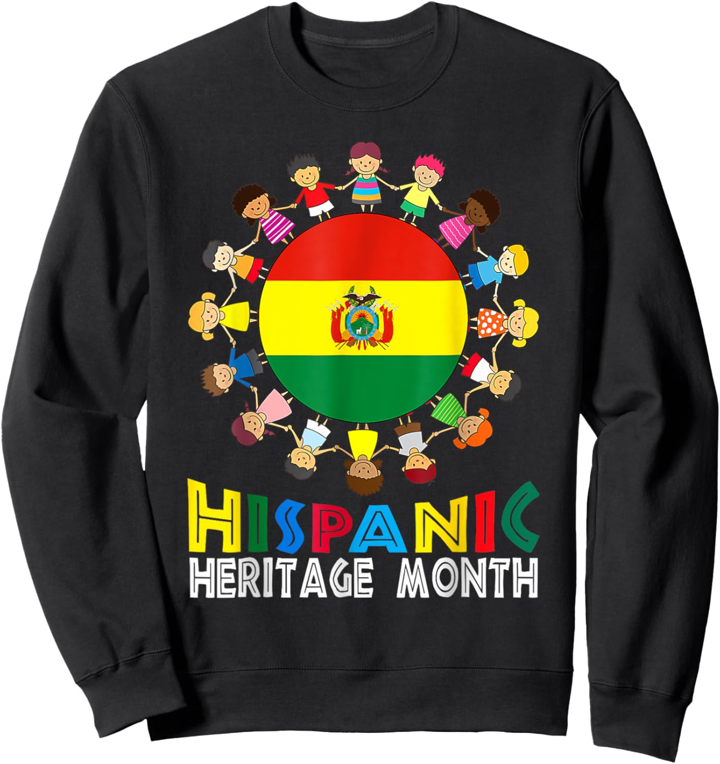 Bolivian Flag Hispanic Heritage Bolivia Boy Girl Kids Sweatshirt - Sweatshirt | Black