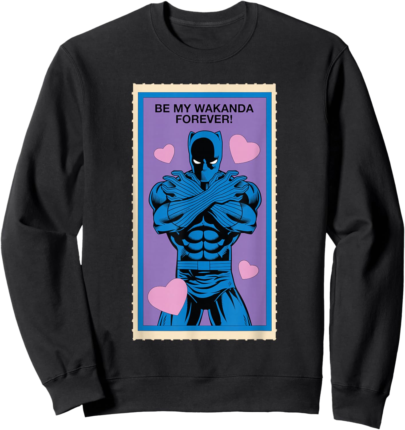 Marvel Retro '80s Valentine's Day Card Black Panther Sweatshirt - Sweatshirt | Black