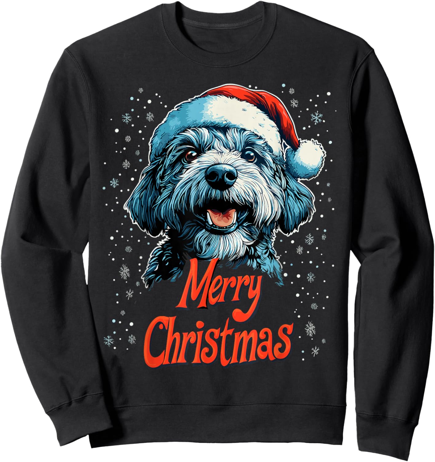 Funny Doodle Santa Merry Christmas Goldendoodle Lover Pajama Sweatshirt - Sweatshirt | Black