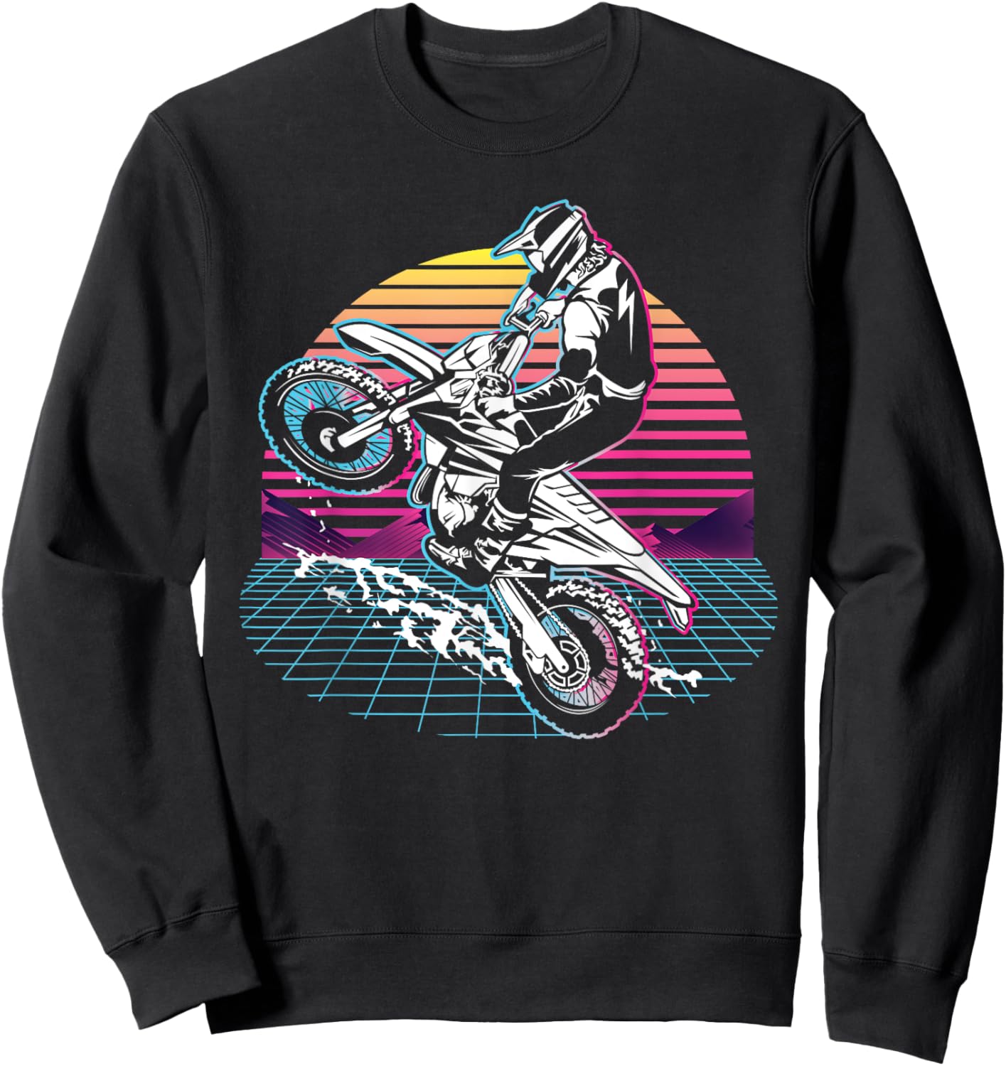 Dirt Bike Rider MX Biker Motocross 80s 90s Retro Sweatshirt - Sweatshirt | Black
