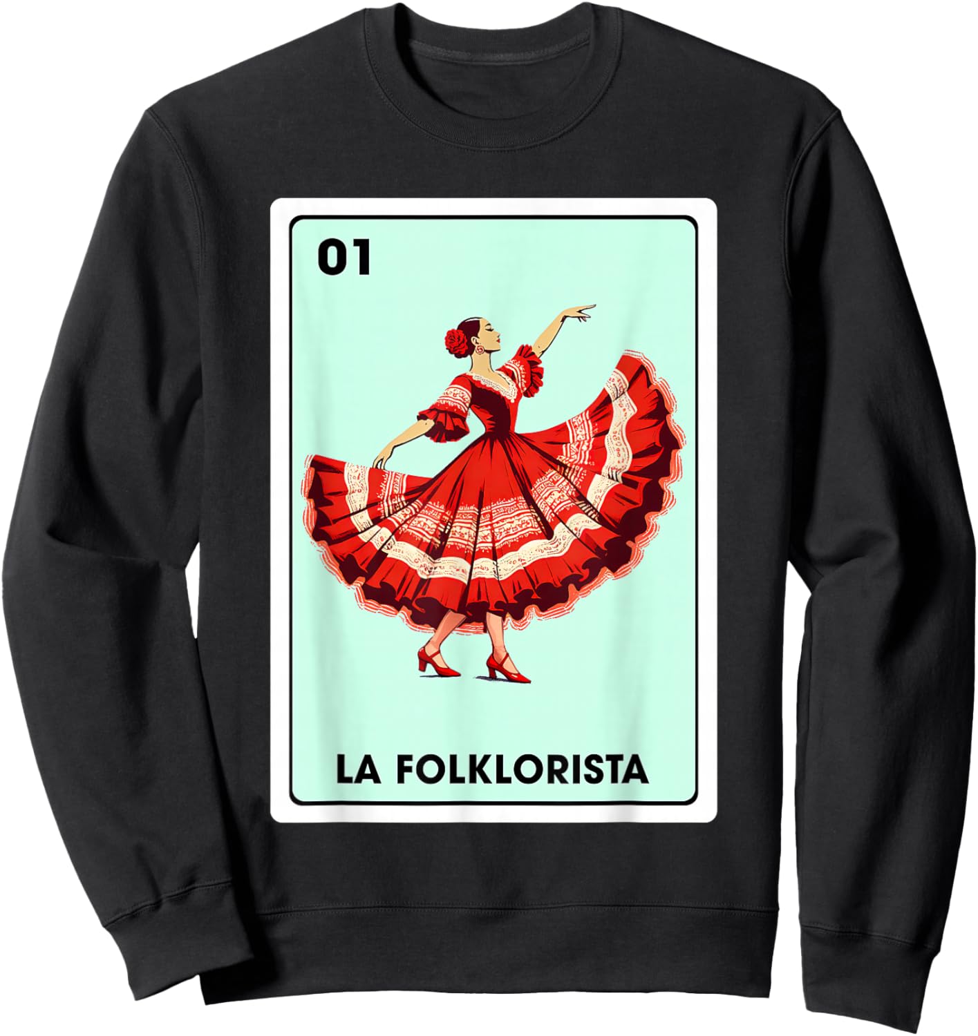 Folklorico Dance Mexican La Folklorista Mexican Bingo Card Sweatshirt - Sweatshirt | Black