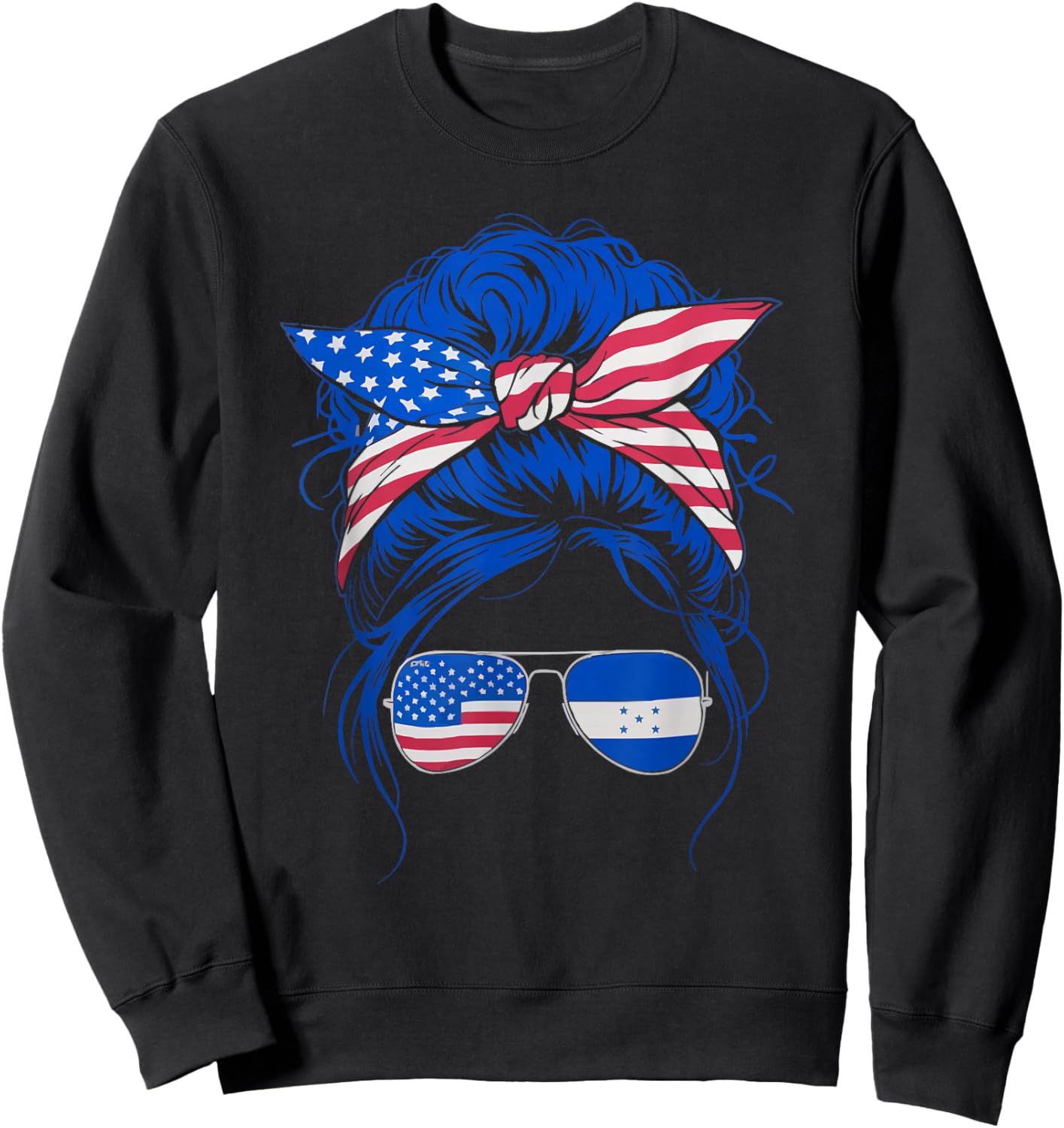 Half American Half Honduran USA Flag Honduras America Sweatshirt - Sweatshirt | Black