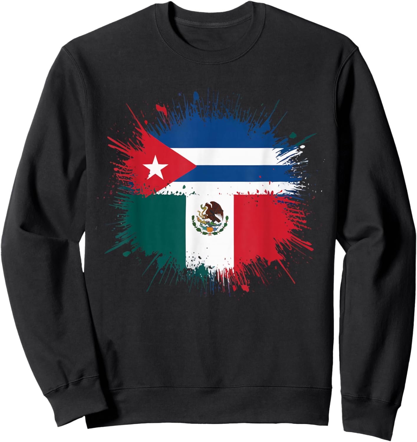 Half Cuban Half Mexican Country Mexico Flag Cuba Sweatshirt - Sweatshirt | Black