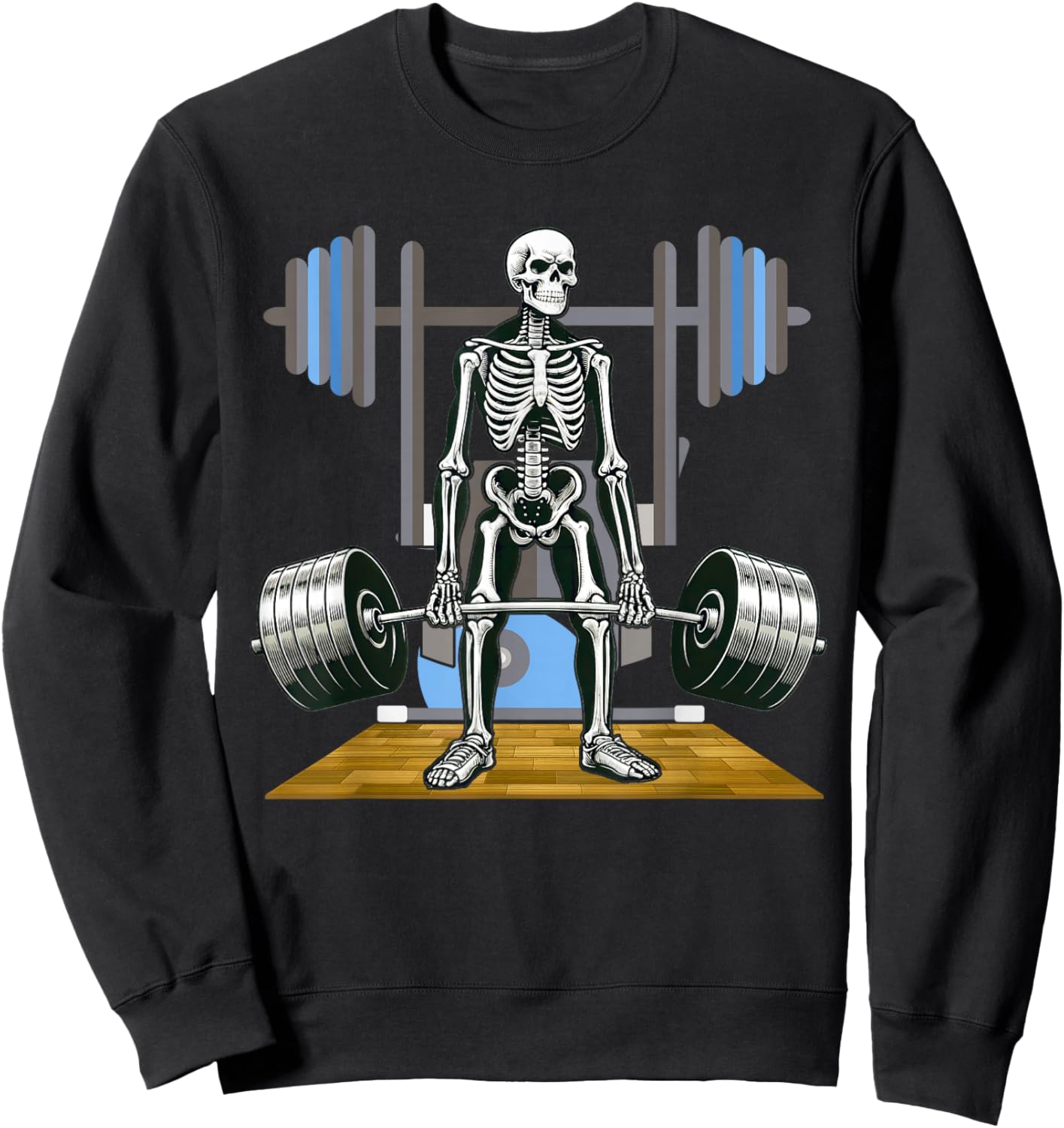 Halloween Skeleton Deadlift Funny Fitness Weightlifting Sweatshirt - Sweatshirt | Black