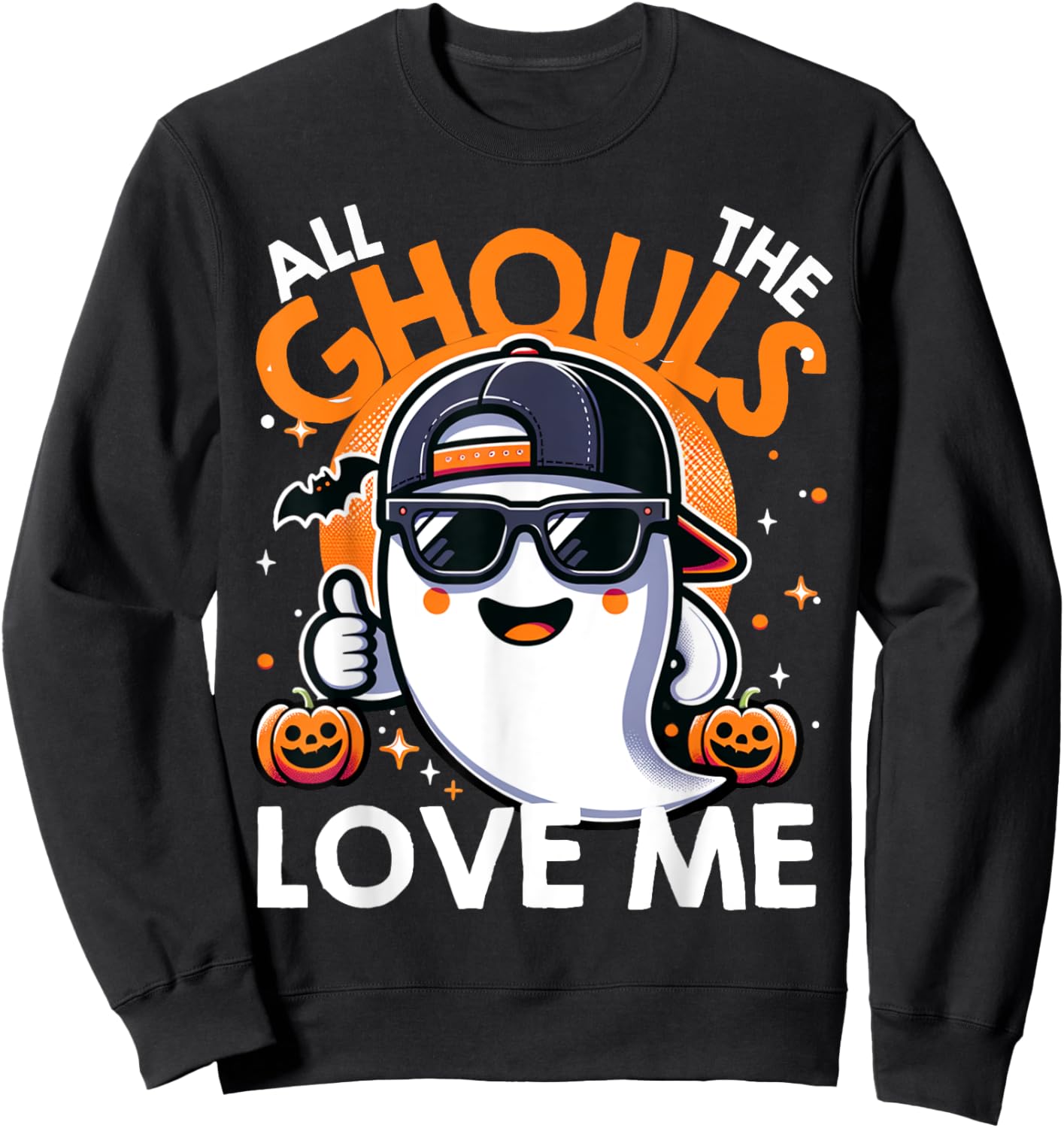 All The Ghouls Love Me Halloween Ghost Kids Boys Toddler Sweatshirt - Sweatshirt | Black