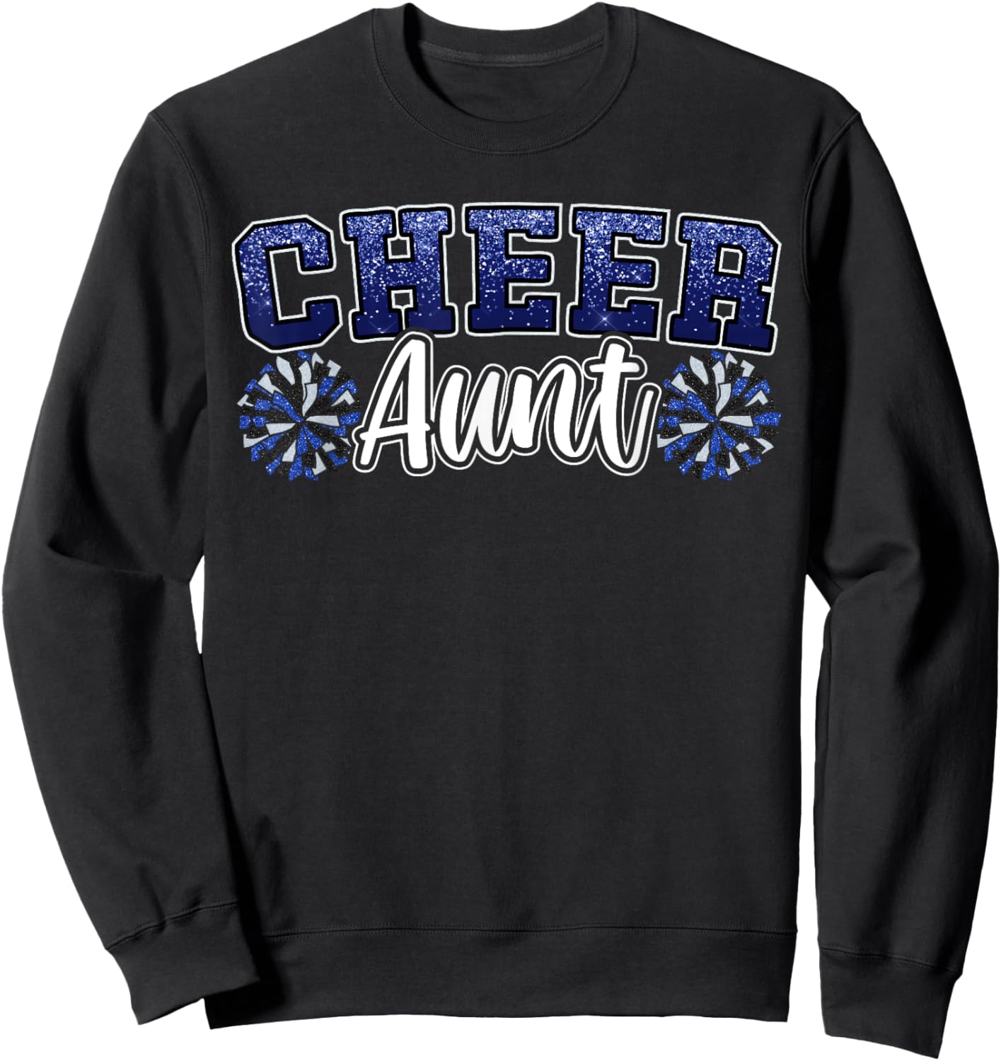 Loud Proud Cheer Aunt Blue Pom Poms Cheerleader Niece Women Sweatshirt - Sweatshirt | Black