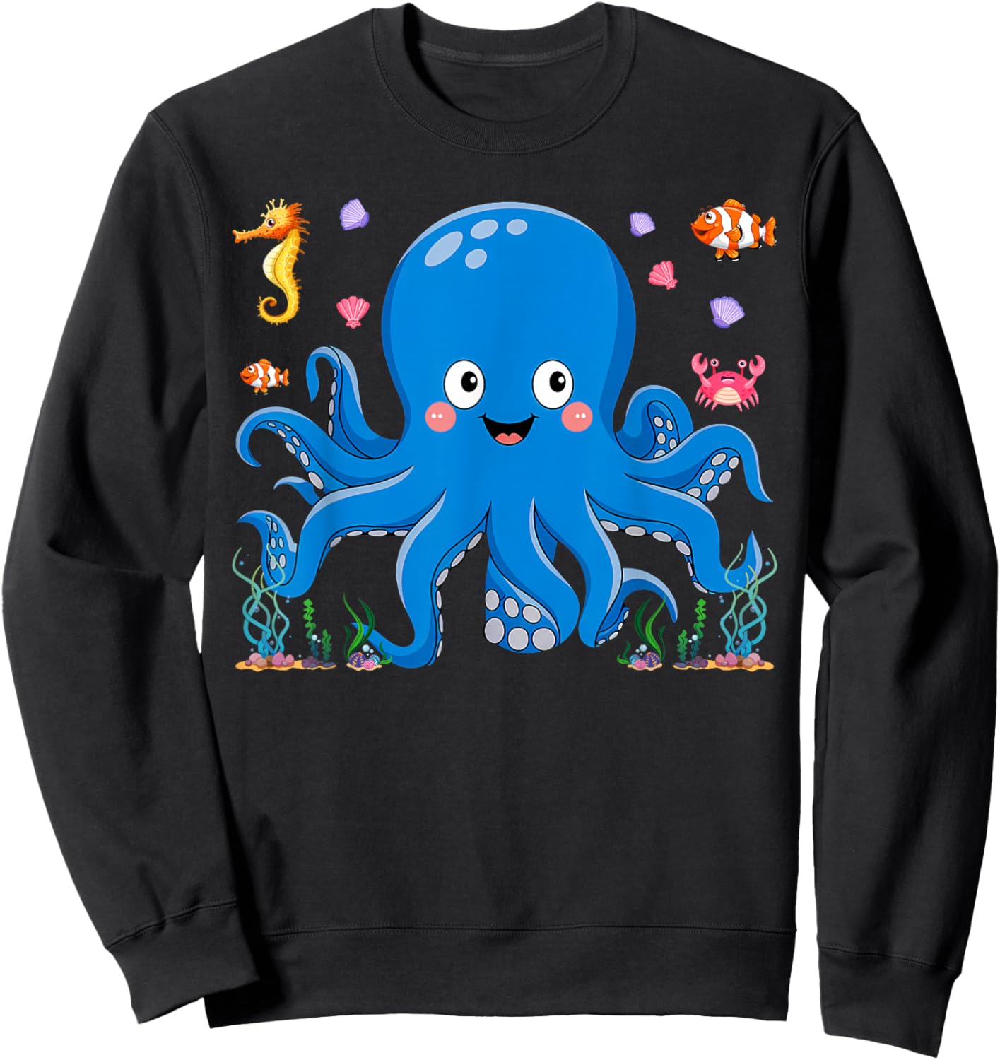 Cute Girls and Boys Octopus Sweatshirt - Sweatshirt | Black