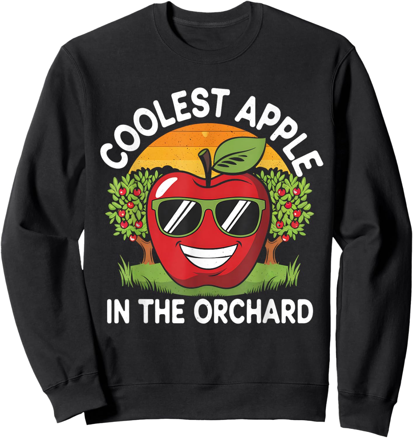 Retro Coolest Apple in the Orchard | Apple Picking Season Sweatshirt - Sweatshirt | Black