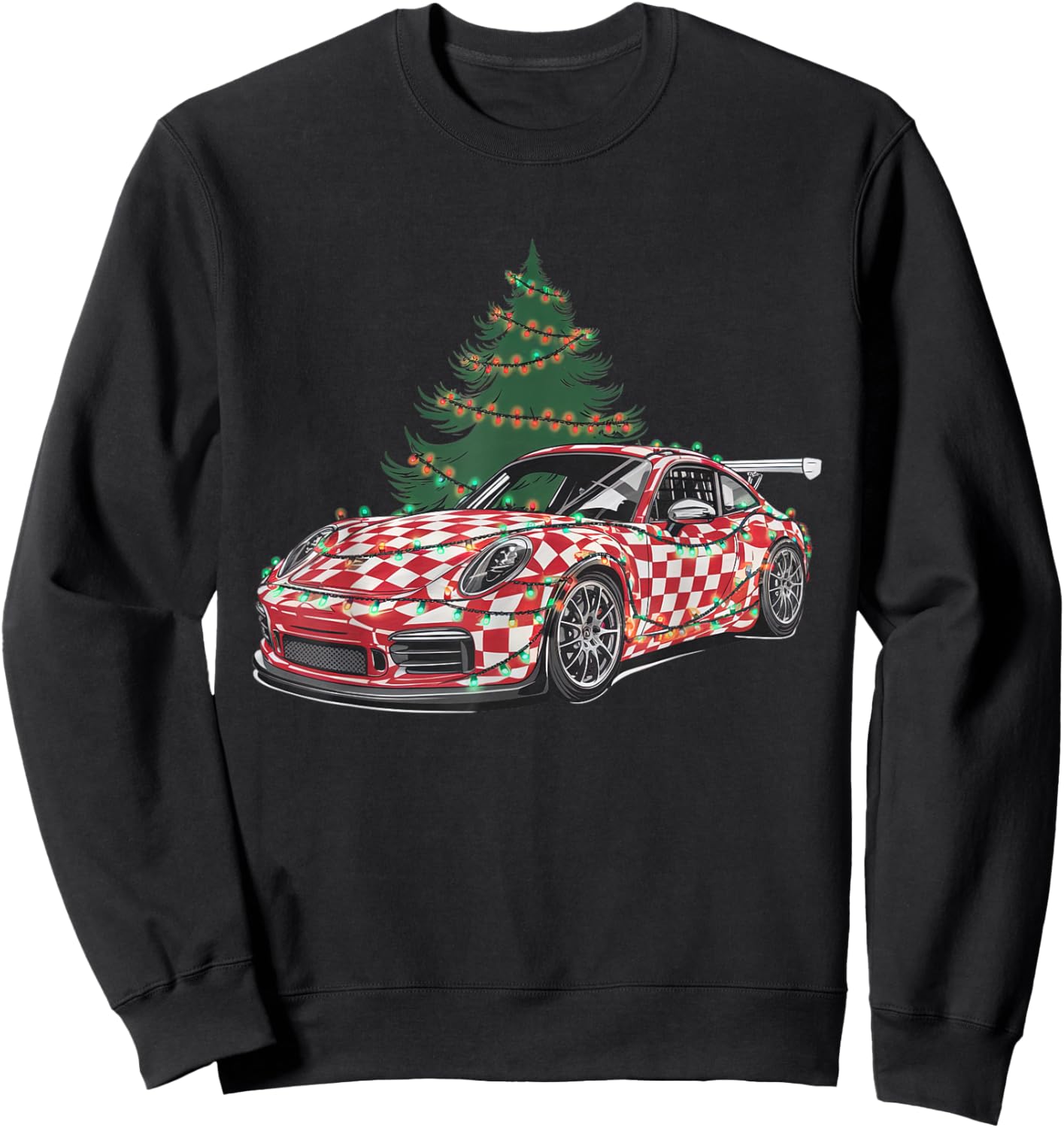 Race Car Christmas Tree & Lights Racing Car Xmas For Kid Men Sweatshirt - Sweatshirt | Black