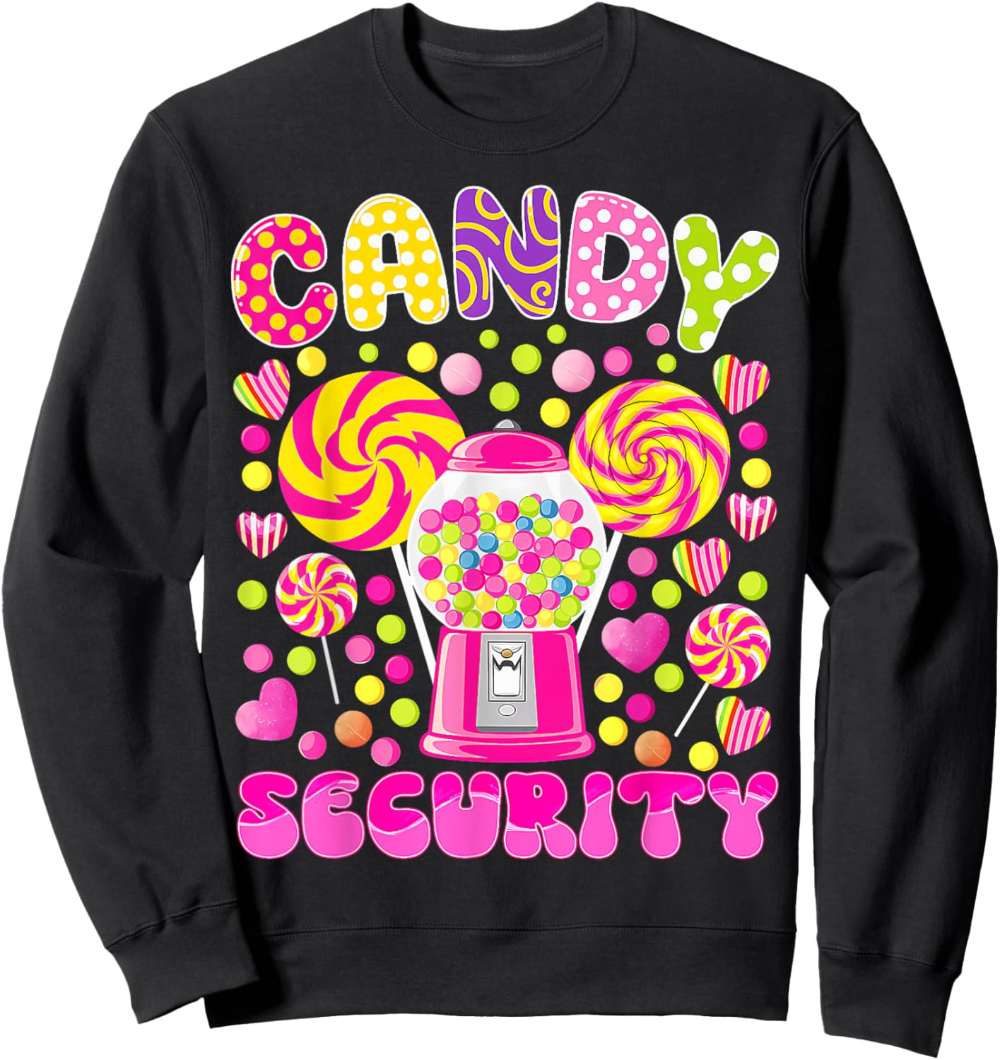 Candy Land Costume Women Candy Crew Funny Candy Security Sweatshirt - Sweatshirt | Black