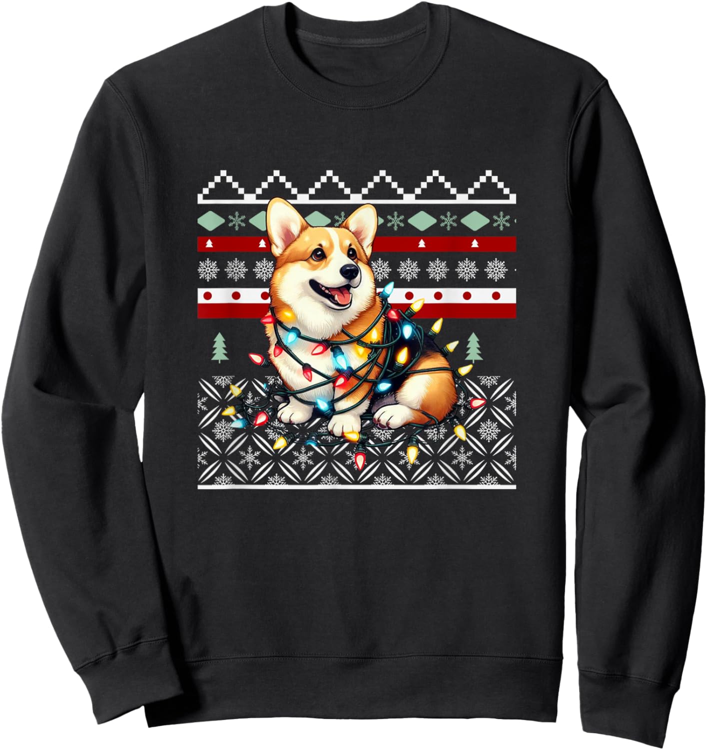 Ugly Christmas Corgi Santa Hat Corgi Mom Corgi Dad Christmas Sweatshirt - Sweatshirt | Black
