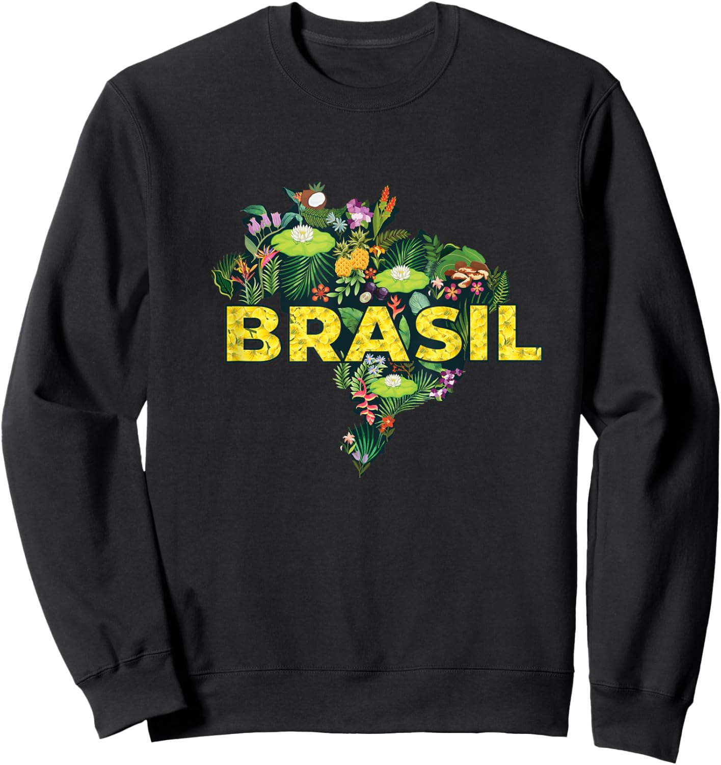 Brazil Botanical Map - Brazilian Carnival Brasil Souvenir Sweatshirt - Sweatshirt | Black