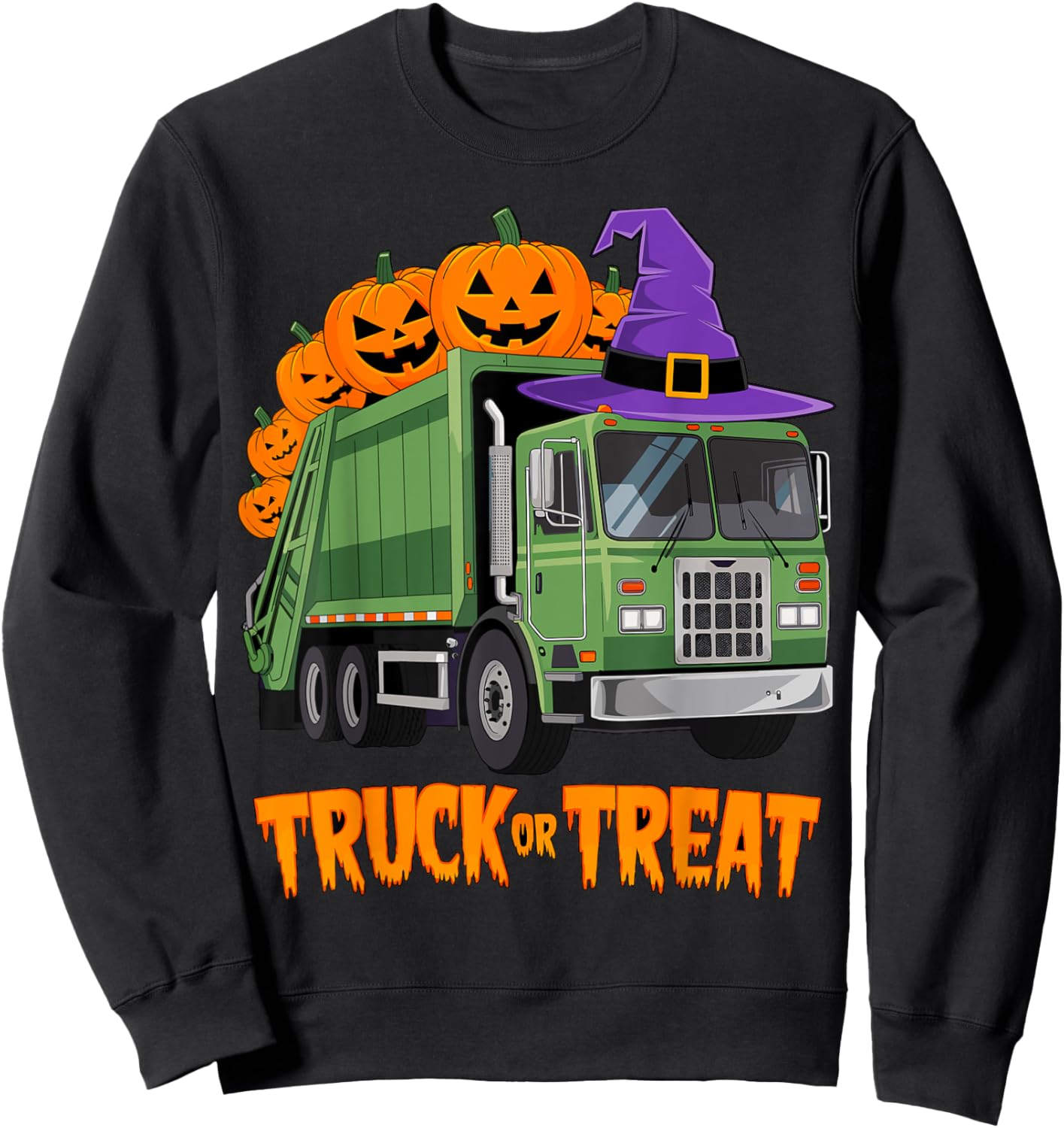 Truck or Treat Garbage Truck Halloween Costume Sweatshirt - Sweatshirt | Black