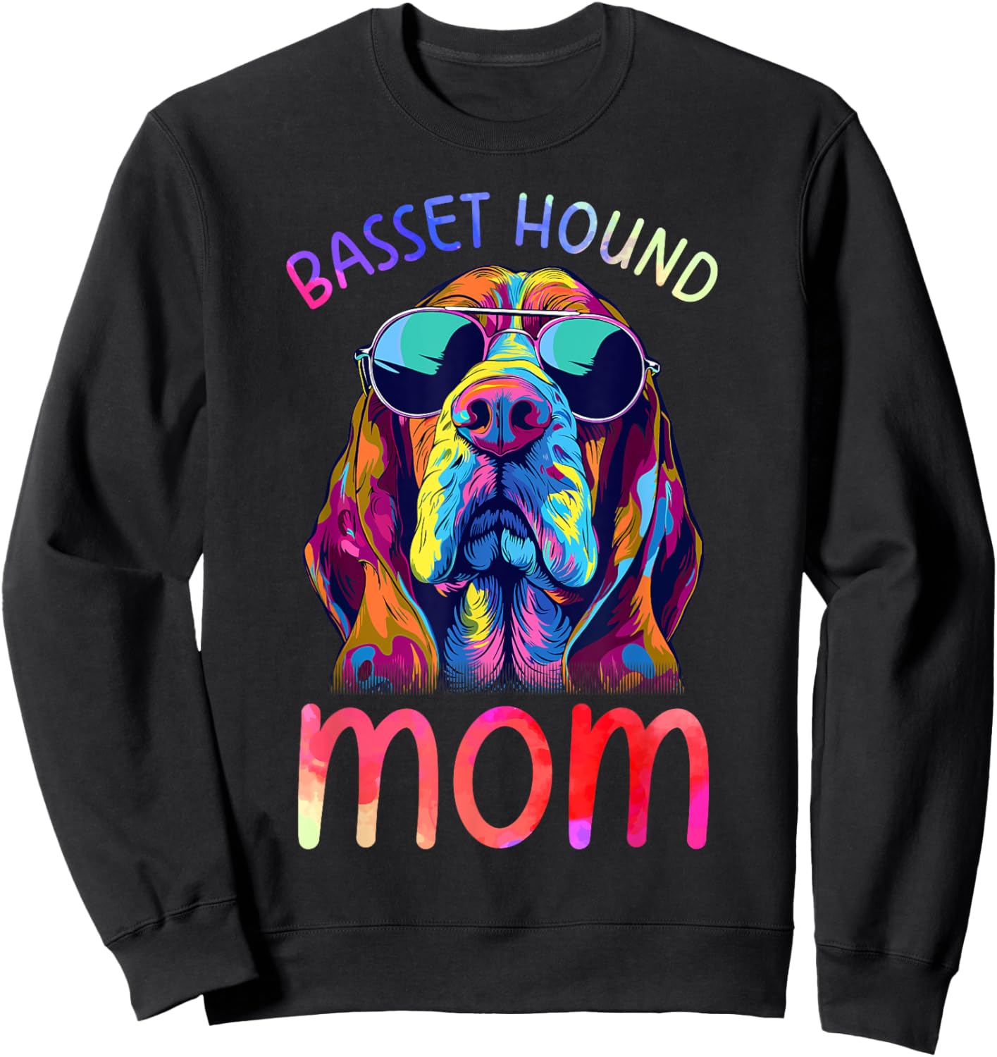 Basset Hound Lovers Pop Art Basset Hound Mom Sweatshirt - Sweatshirt | Black