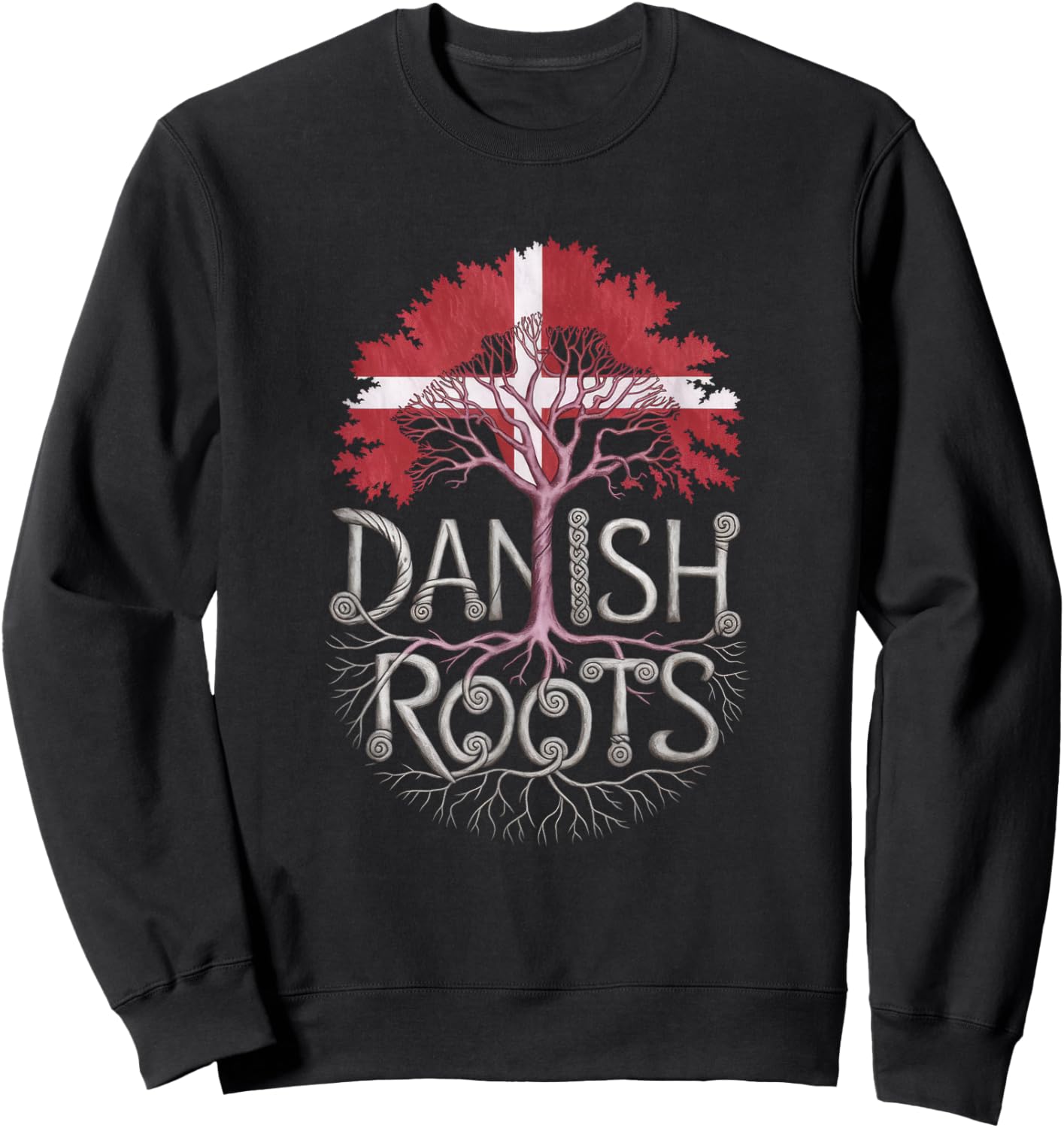 Danish Roots - Denmark Flag Colors Family Tree Souvenir Sweatshirt - Sweatshirt | Black
