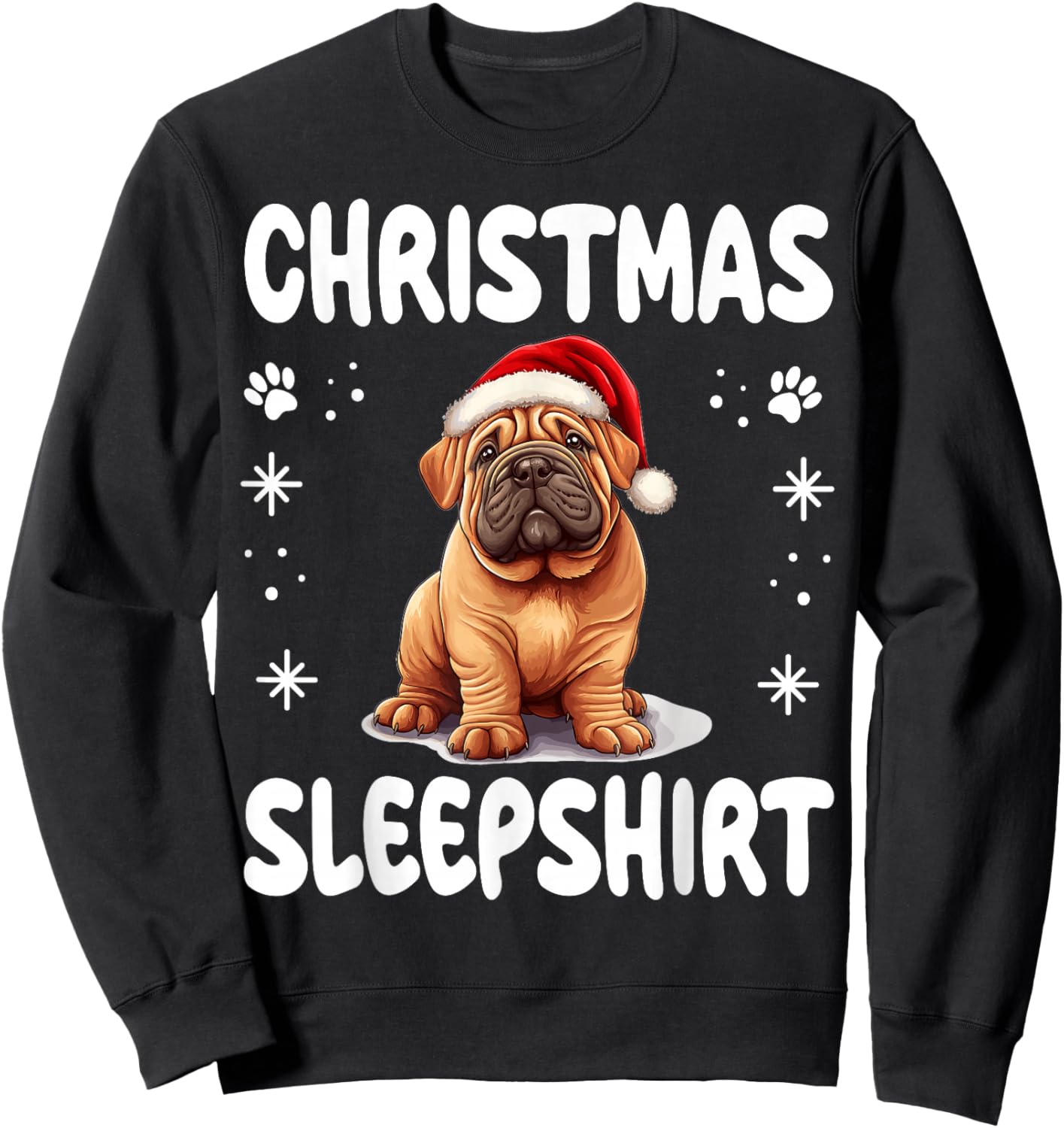 Chinese Shar-Pei Dog Nightgown Pajama Christmas Sleepshirt Women Kids Sweatshirt - Sweatshirt | Black