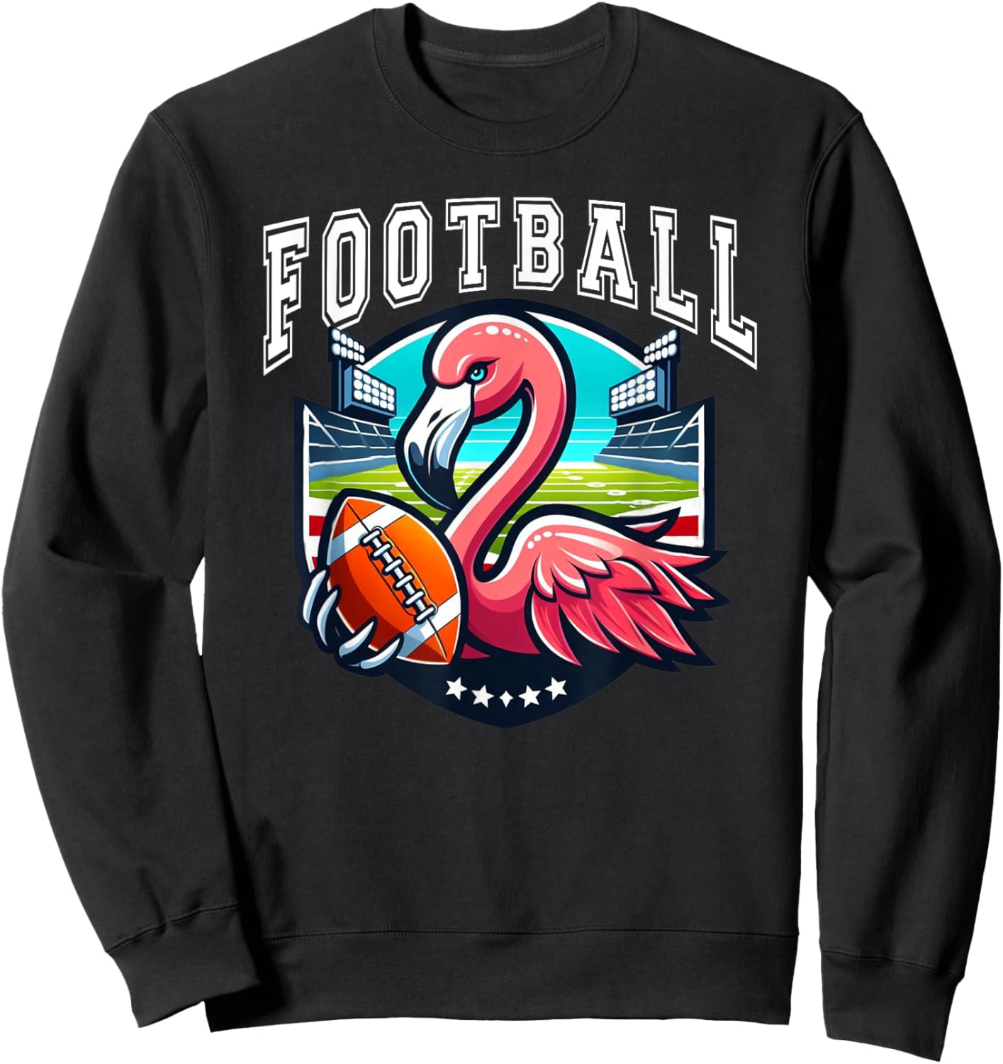 Football Pink Flamingo Playing Football Sweatshirt - Sweatshirt | Black