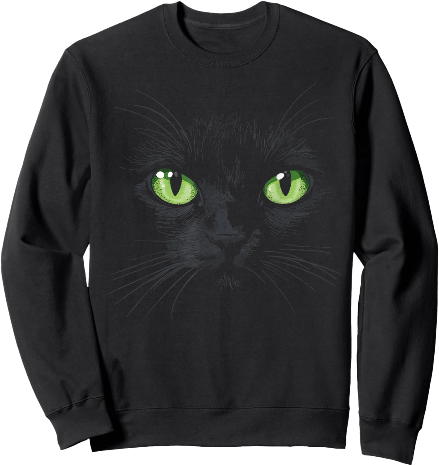 Black Cat with Green Eyes Women Kids Sweatshirt - Sweatshirt | Black