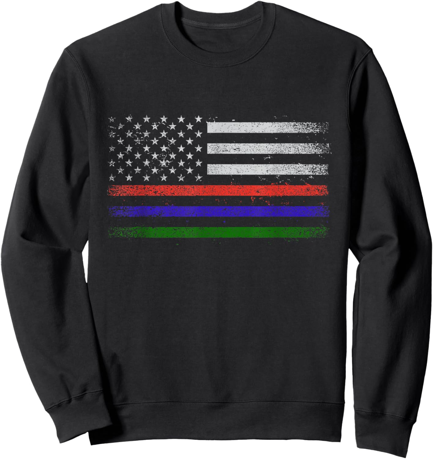Thin Red Blue Green Line Police Firefighters Military Sweatshirt - Sweatshirt | Black