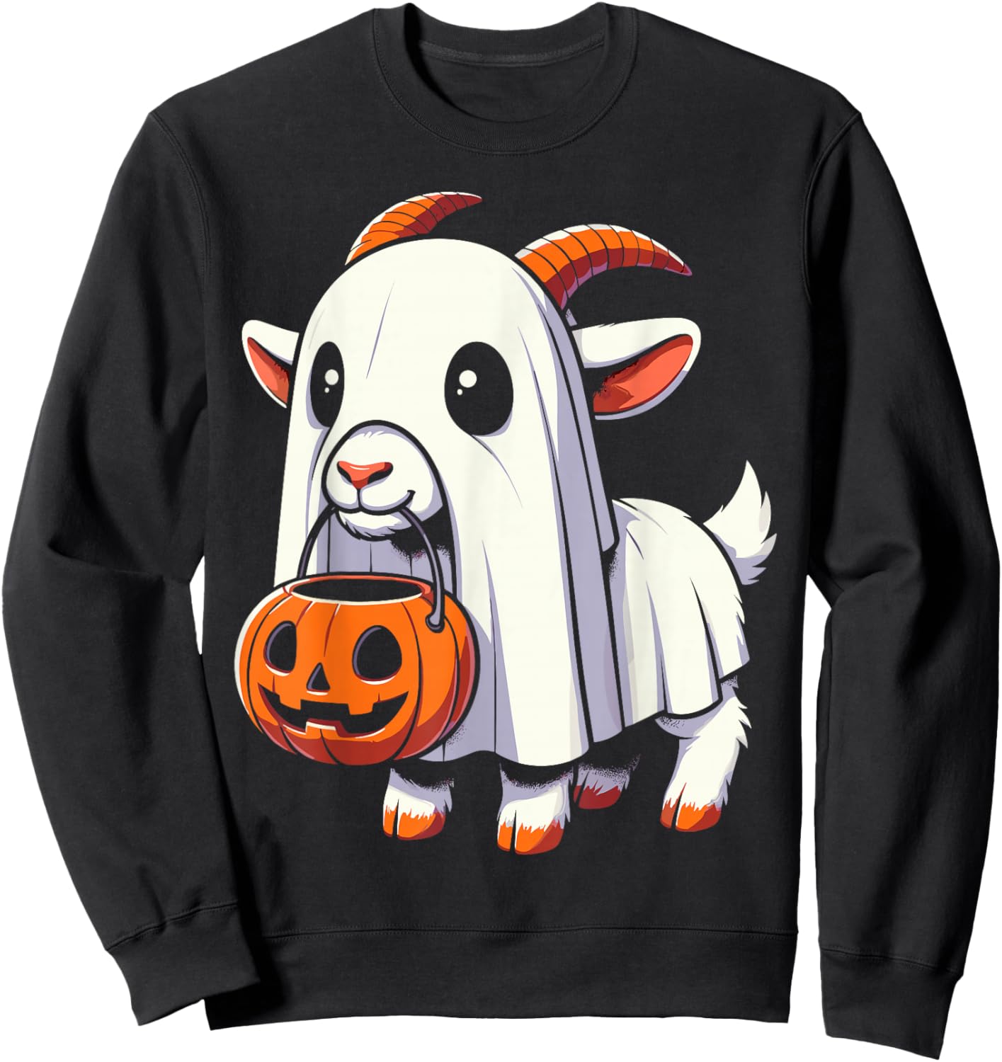 Halloween Cute Goat Ghost Sweatshirt - Sweatshirt | Black