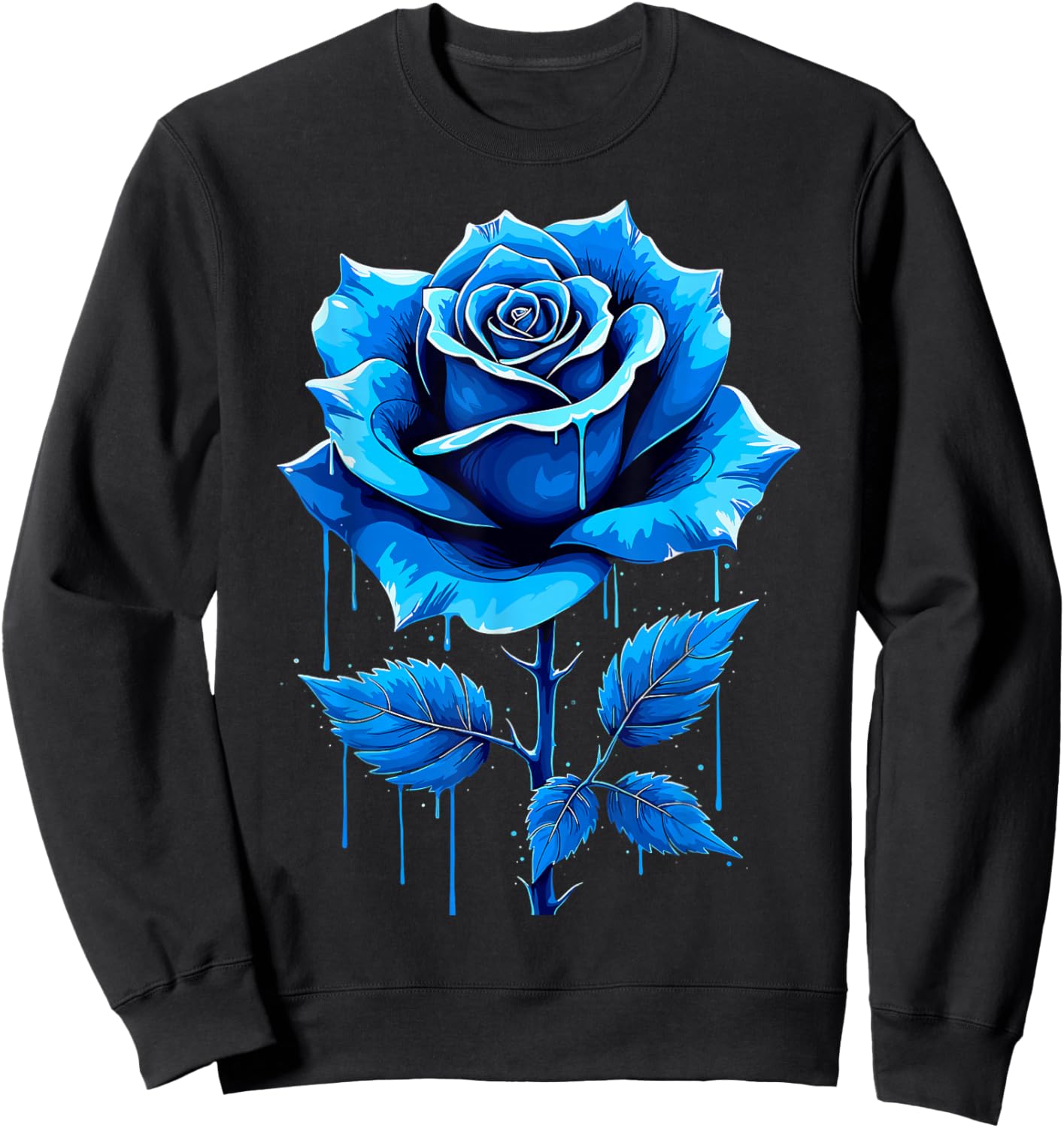 Graffiti Rose Bloom Blue Art Sweatshirt - Sweatshirt | Black